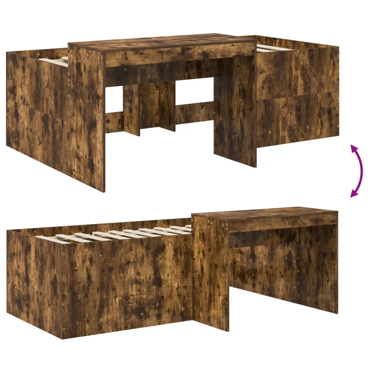 Lit haut pour enfants avec bureau Chêne fumé 80 x 200 cm - XIOS