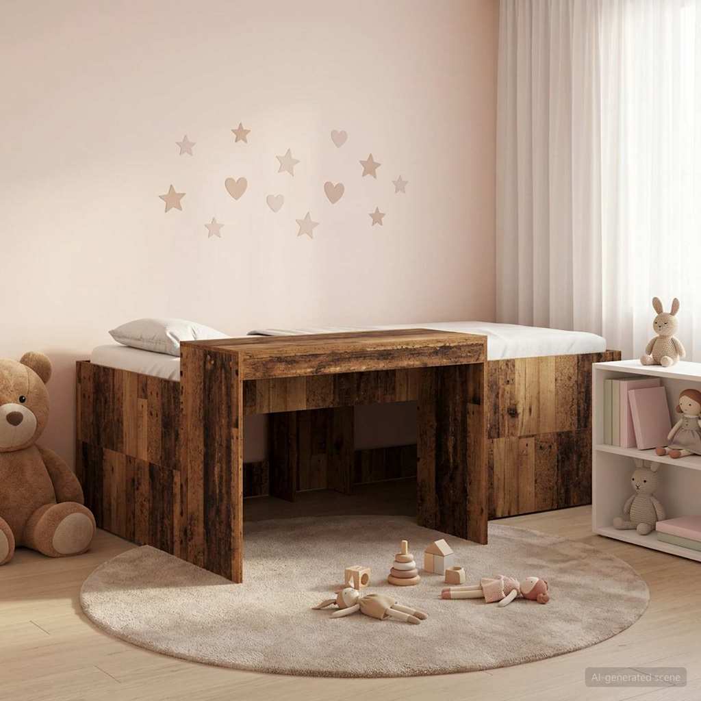 Lit haut pour enfants avec bureau Bois ancien 80 x 200 cm