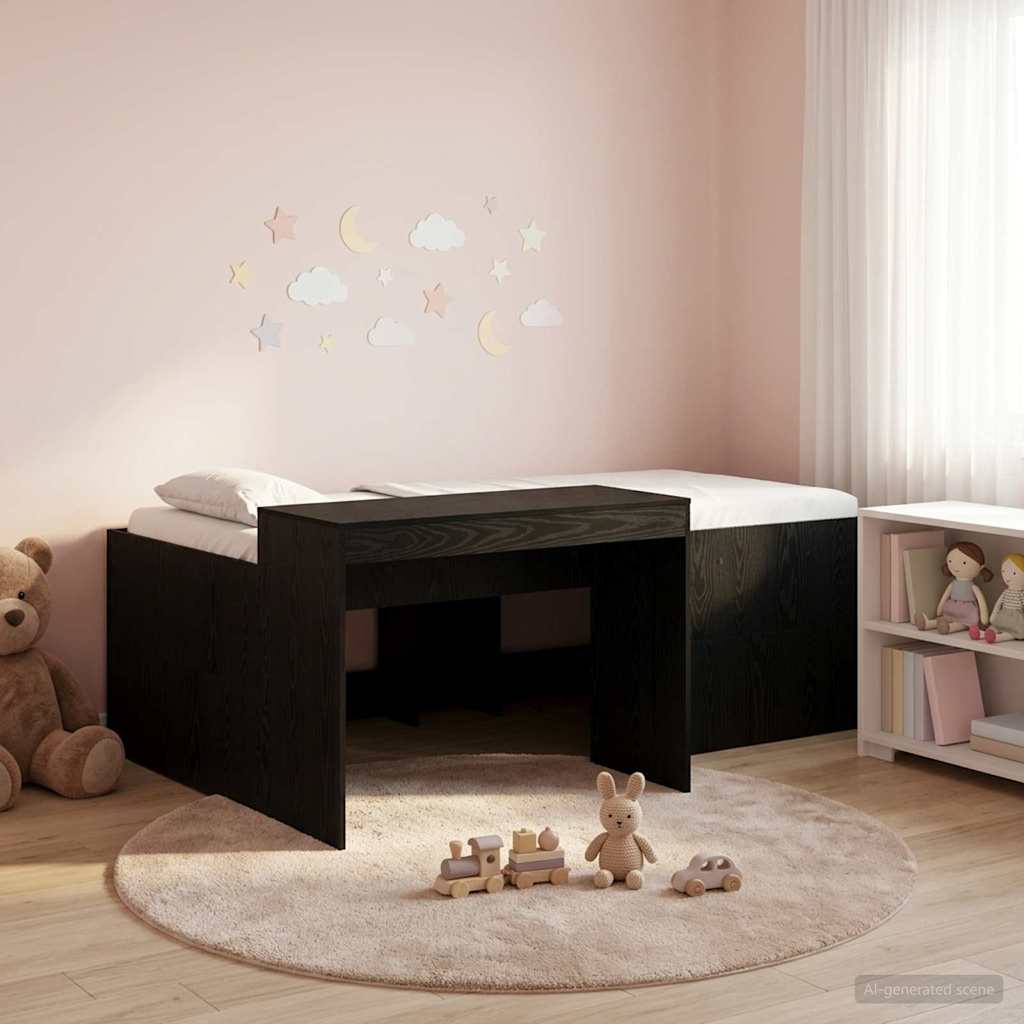 Lit haut pour enfants avec bureau Noir 90 x 200 cm - XIOS