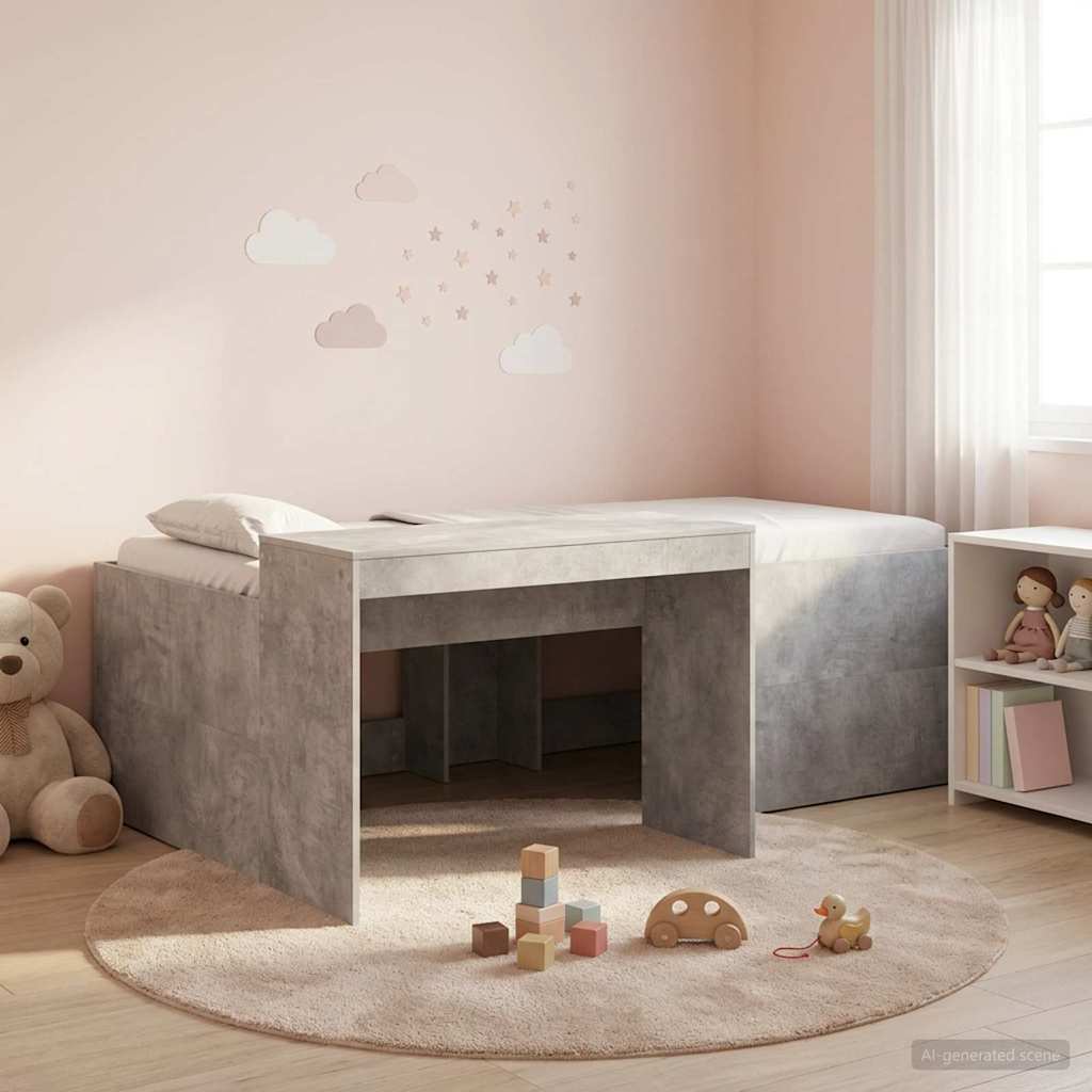 Lit haut pour enfants avec bureau Gris béton 90 x 200 cm - XIOS