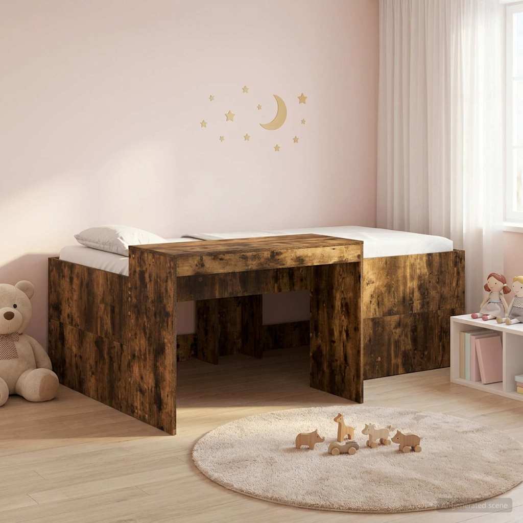 Lit haut pour enfants avec bureau Chêne fumé 90 x 200 cm - XIOS