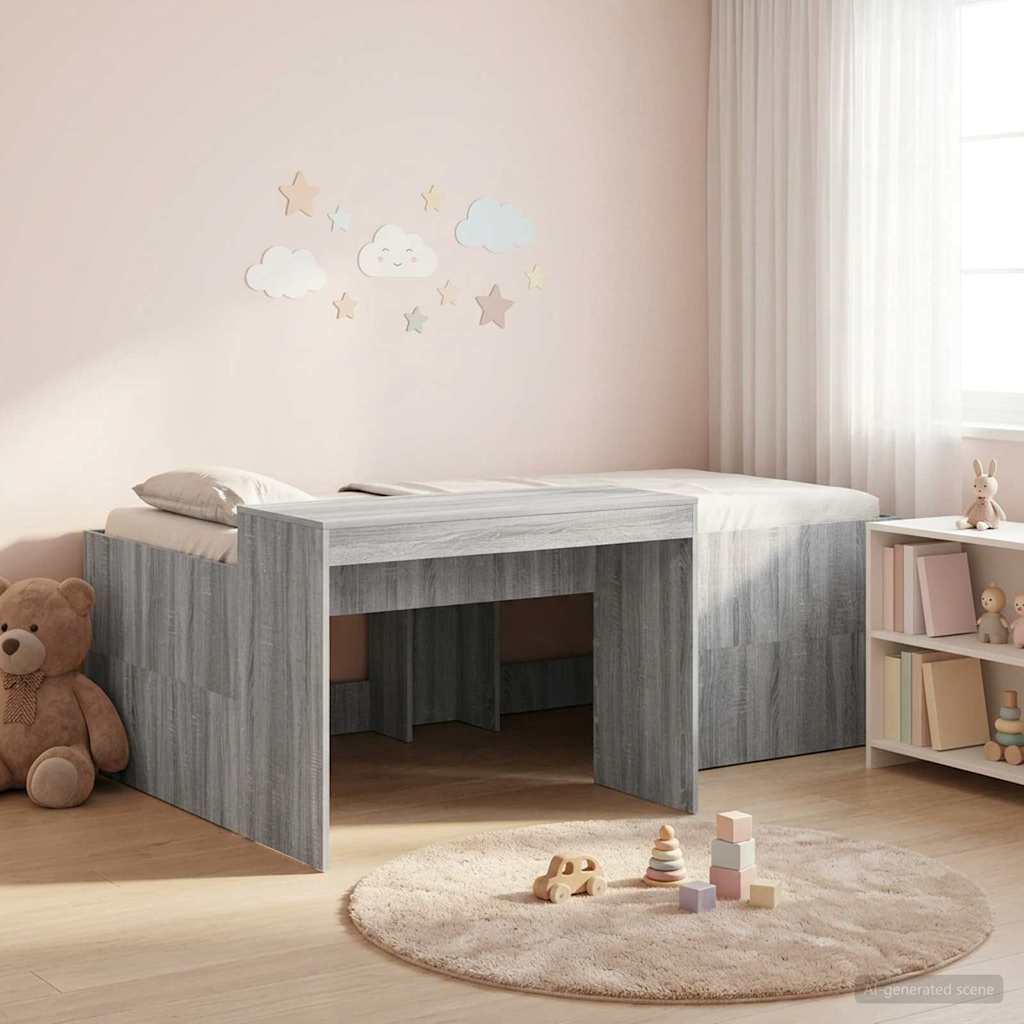 Lit haut pour enfants avec bureau Sonoma gris 90 x 200 cm - XIOS
