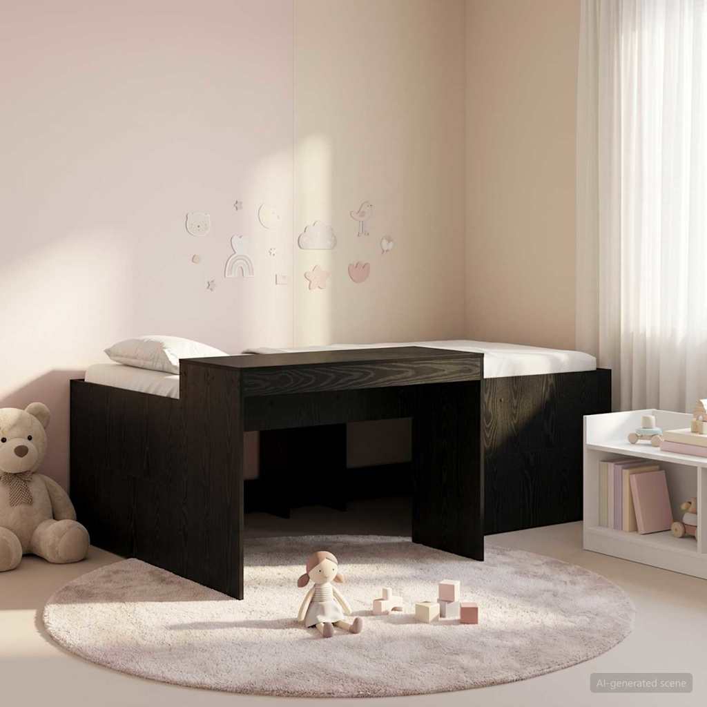 Lit haut pour enfants avec bureau Noir 98,5 x 200 cm - XIOS