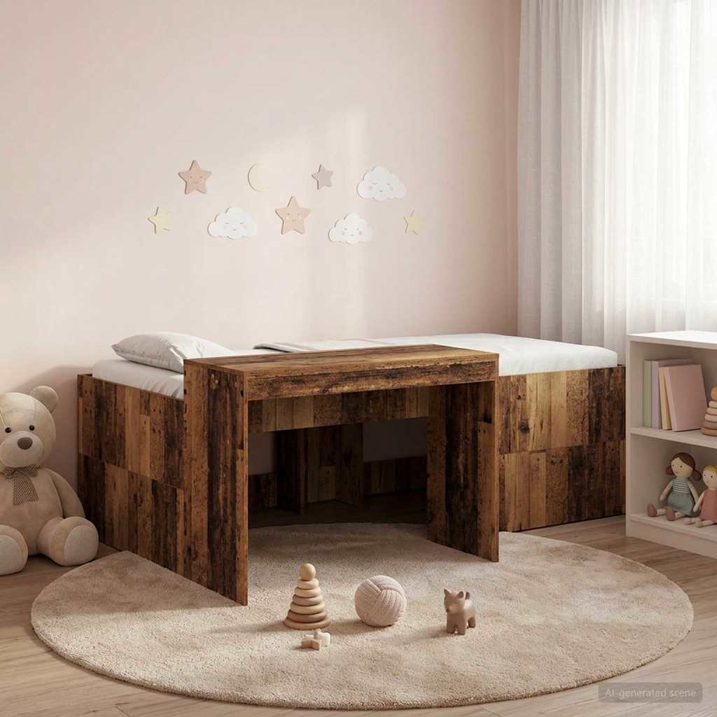 Lit haut pour enfants avec bureau Bois ancien 98,5 x 200 cm - XIOS
