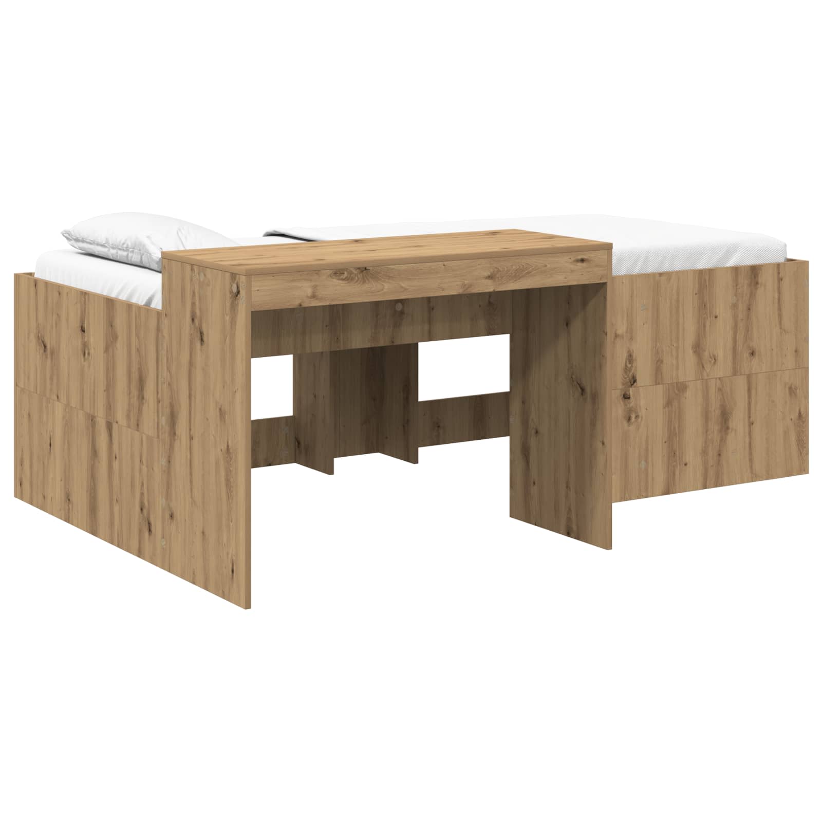 Lit haut pour enfants avec bureau Chêne artisanal 98,5 x 200 cm - XIOS