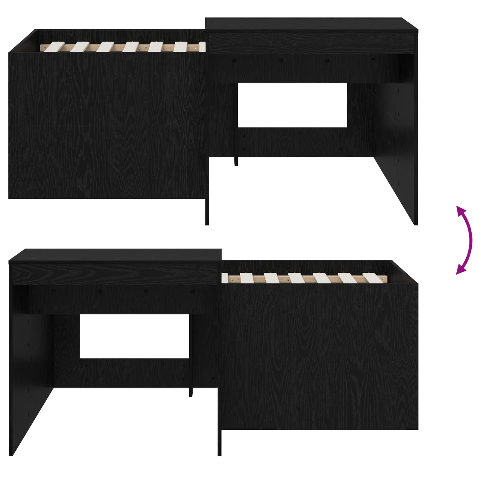 Lit haut pour enfants avec bureau Noir Bois d'ingénierie - XIOS