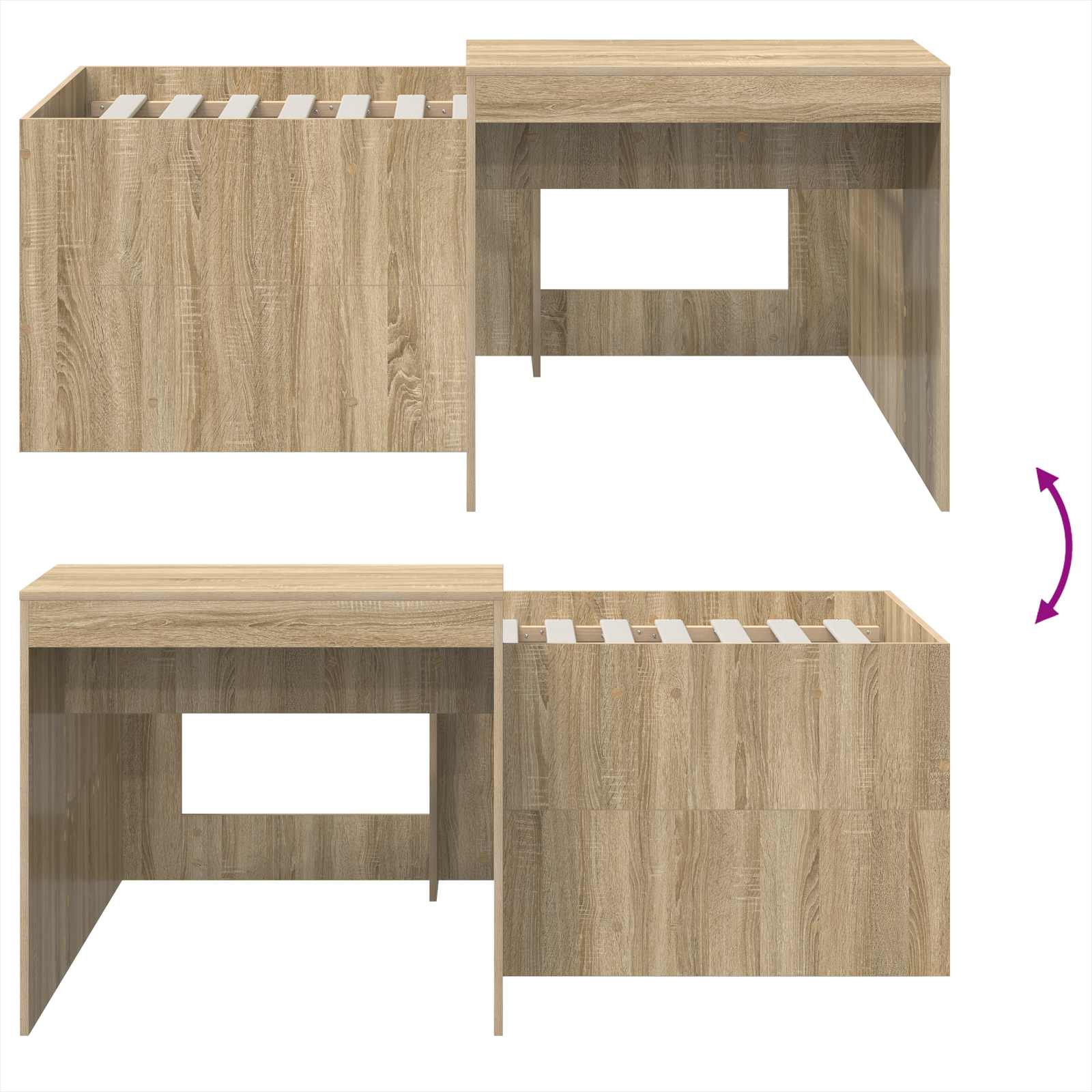 Lit haut pour enfants avec bureau Chêne Sonoma - XIOS