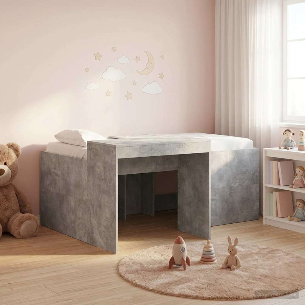 Lit haut pour enfants avec bureau Gris béton Bois d'ingénierie - XIOS