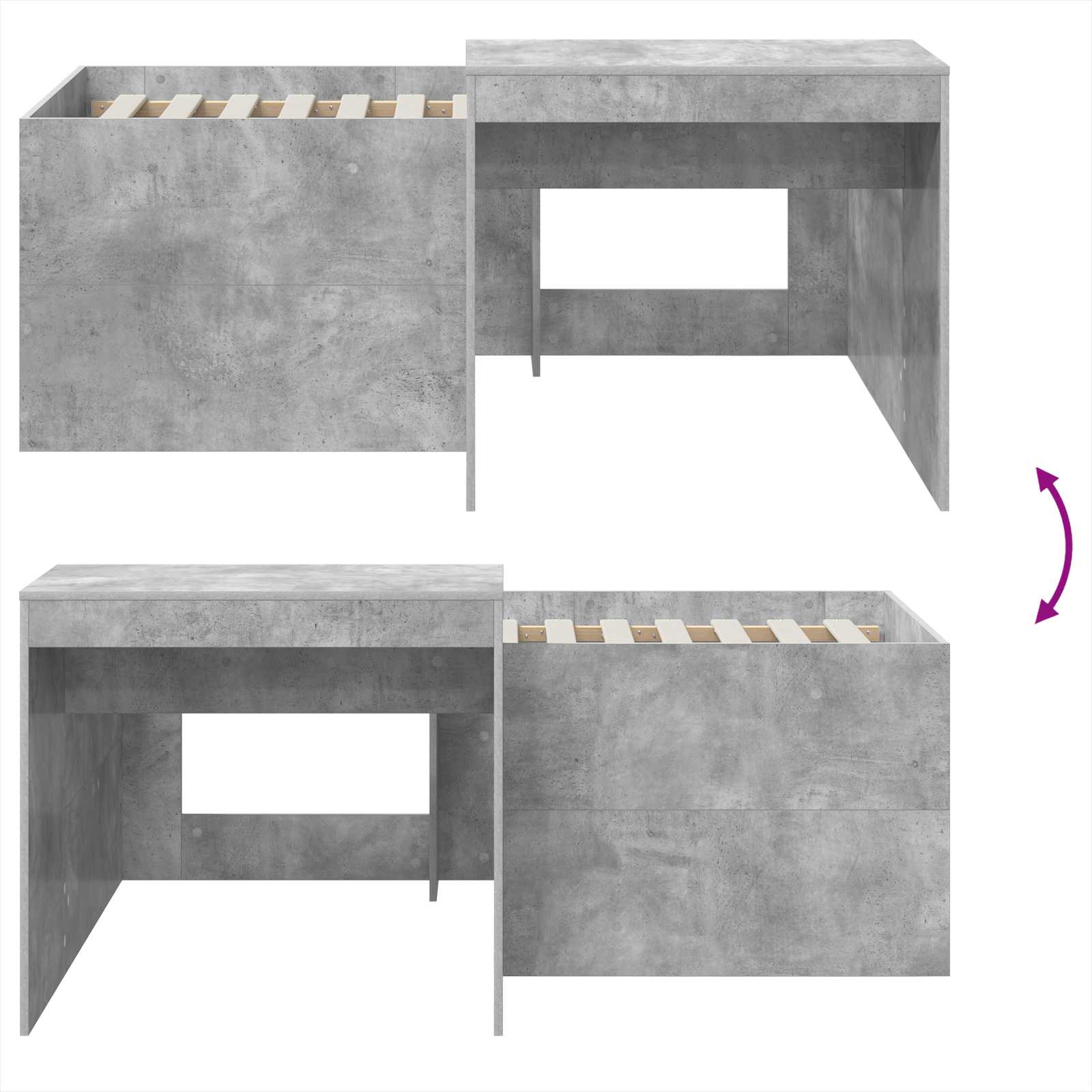 Lit haut pour enfants avec bureau Gris béton Bois d'ingénierie - XIOS