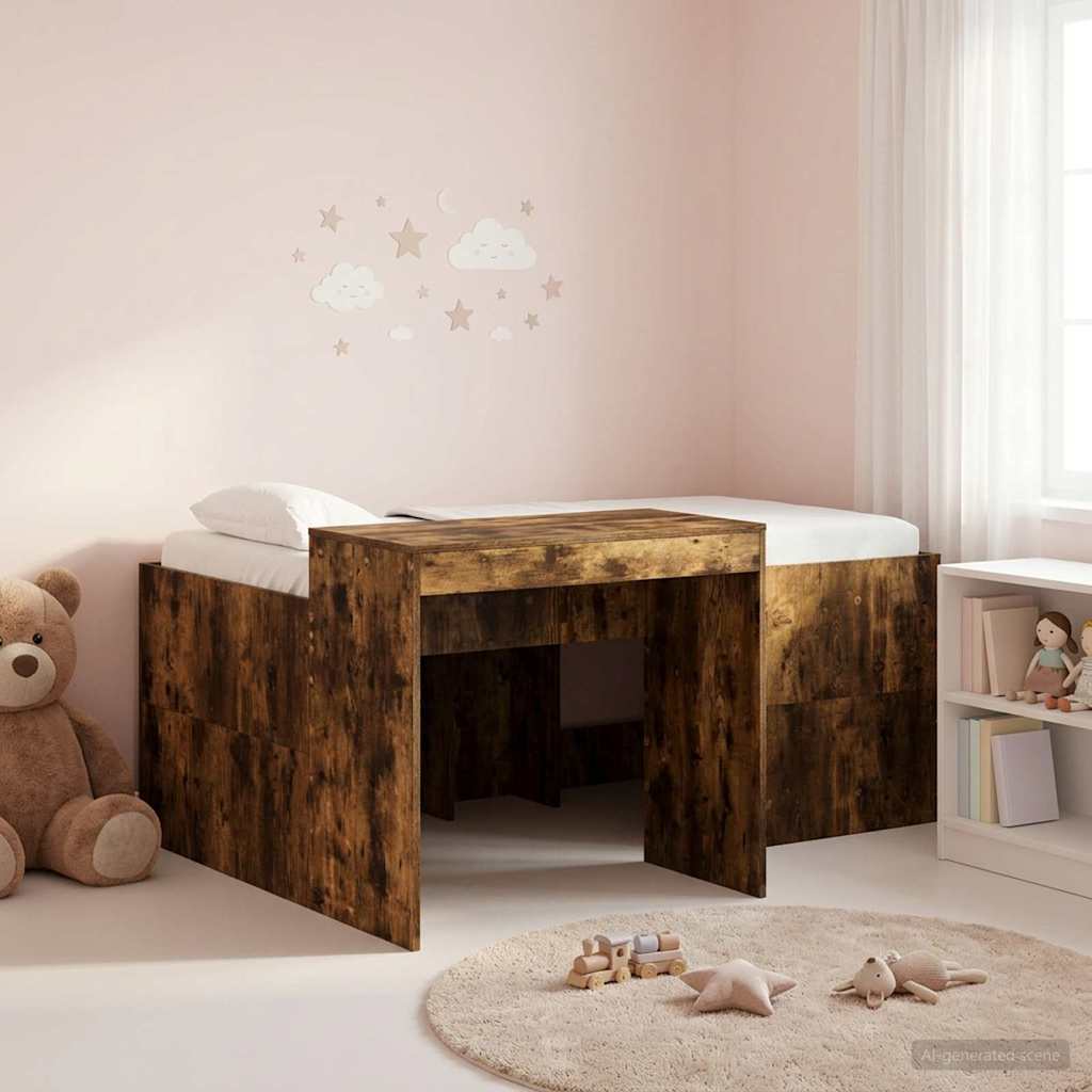 Lit haut pour enfants avec bureau Chêne fumé Bois d'ingénierie - XIOS