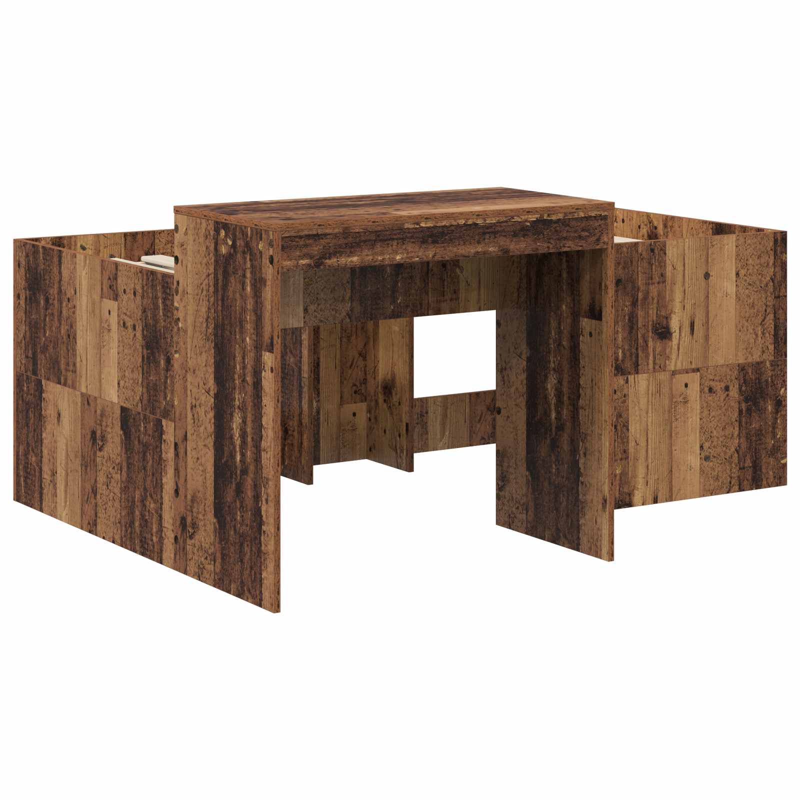 Lit haut pour enfants avec bureau Bois ancien Bois d'ingénierie