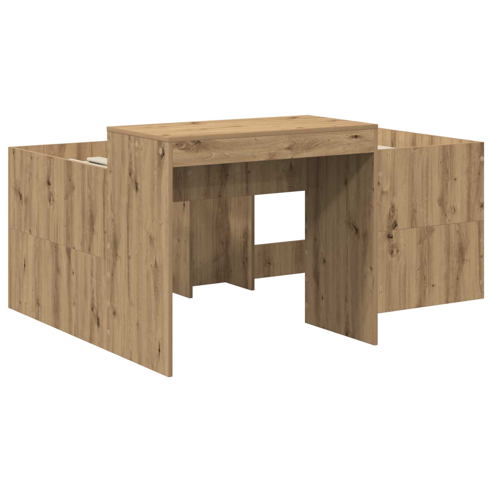 Lit haut pour enfants avec bureau Chêne artisanal
