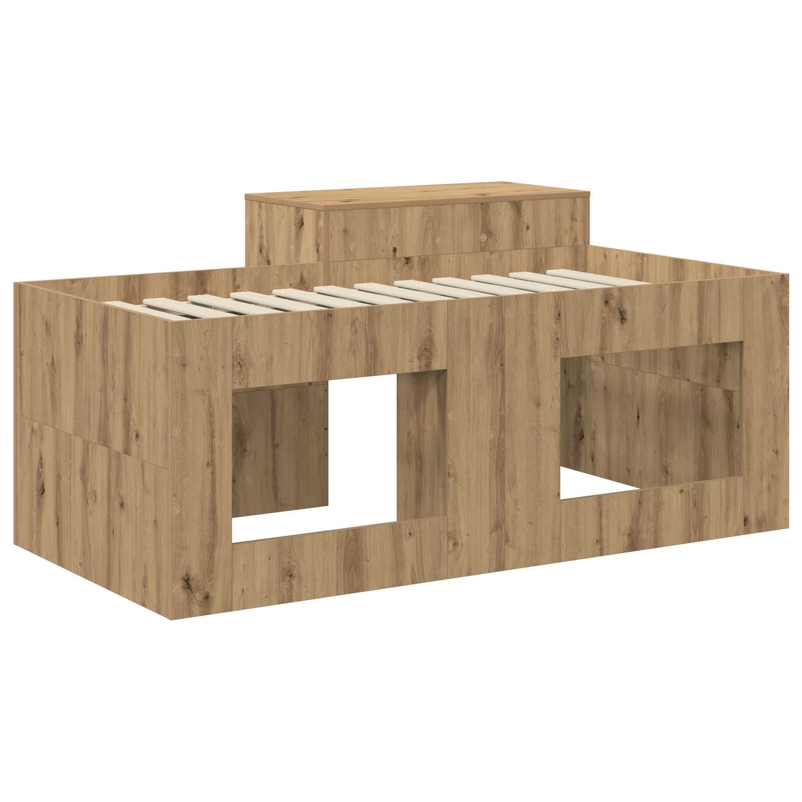 Lit haut pour enfants avec bureau Chêne artisanal