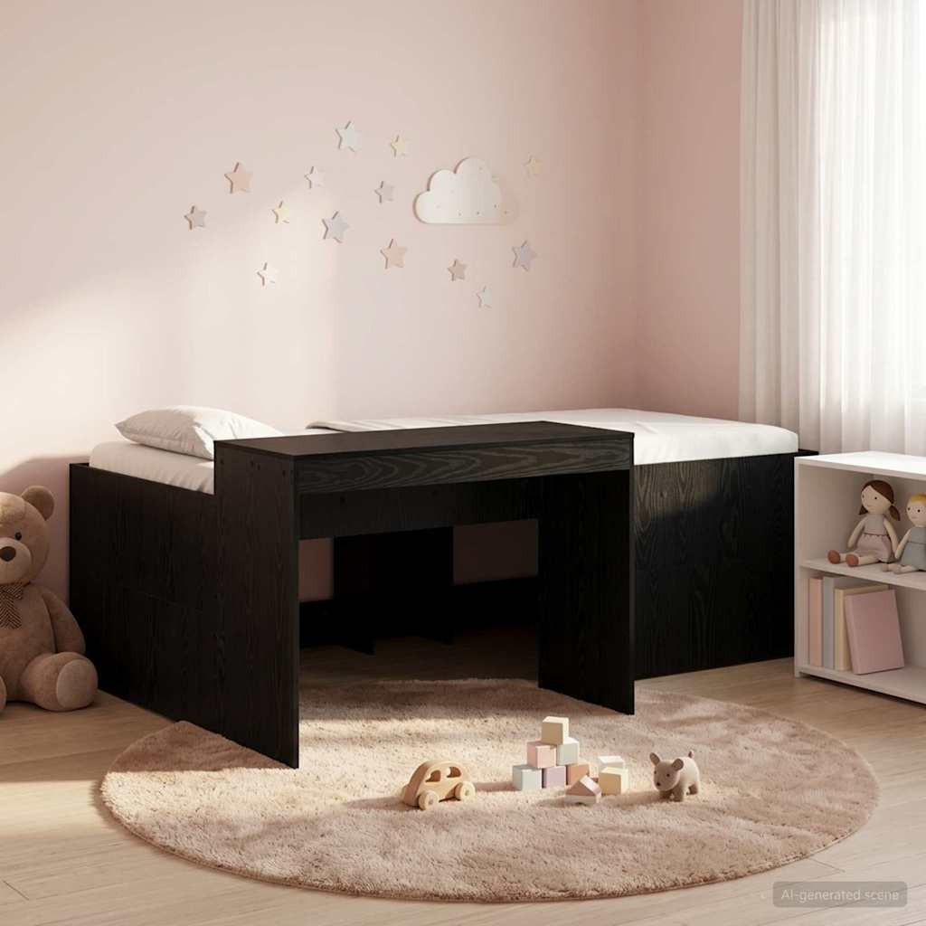 Lit haut pour enfants avec bureau Noir Bois d'ingénierie - XIOS