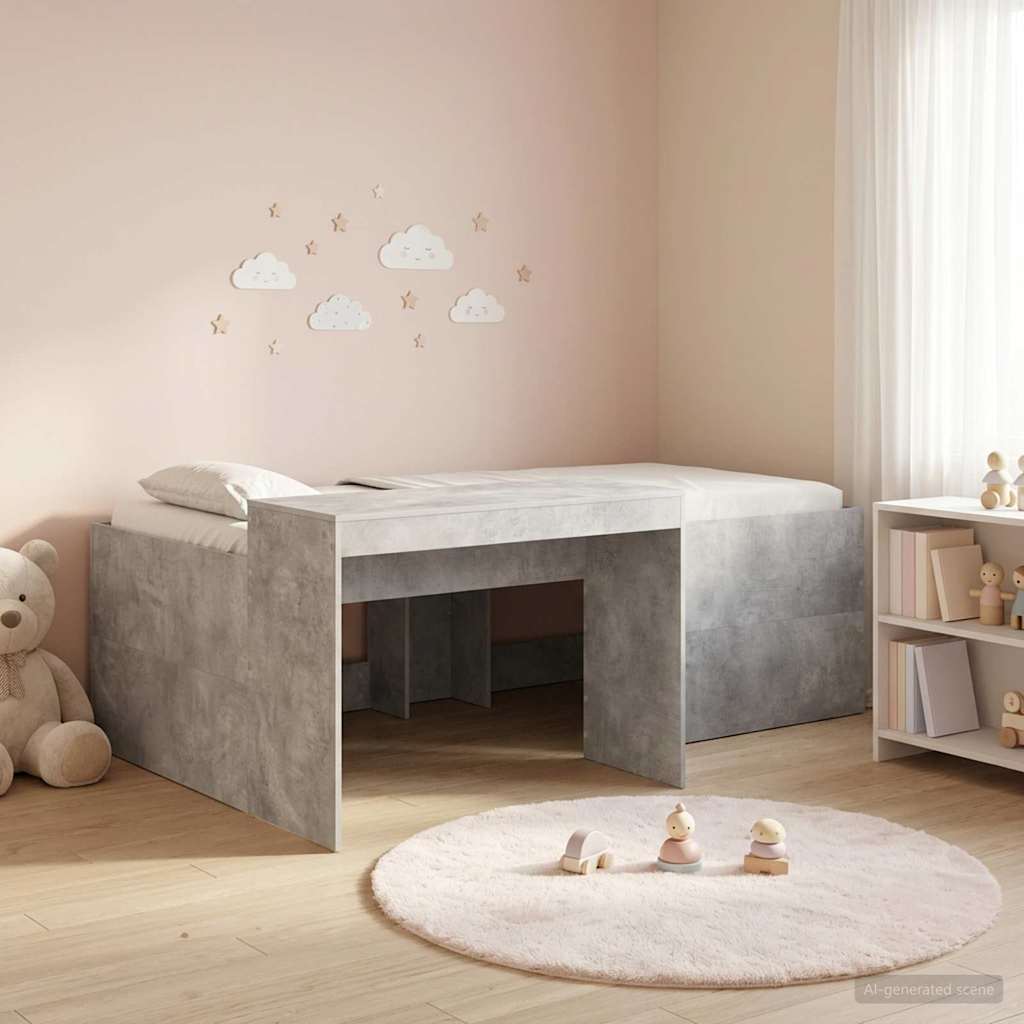Lit haut pour enfants avec bureau Gris béton Bois d'ingénierie - XIOS