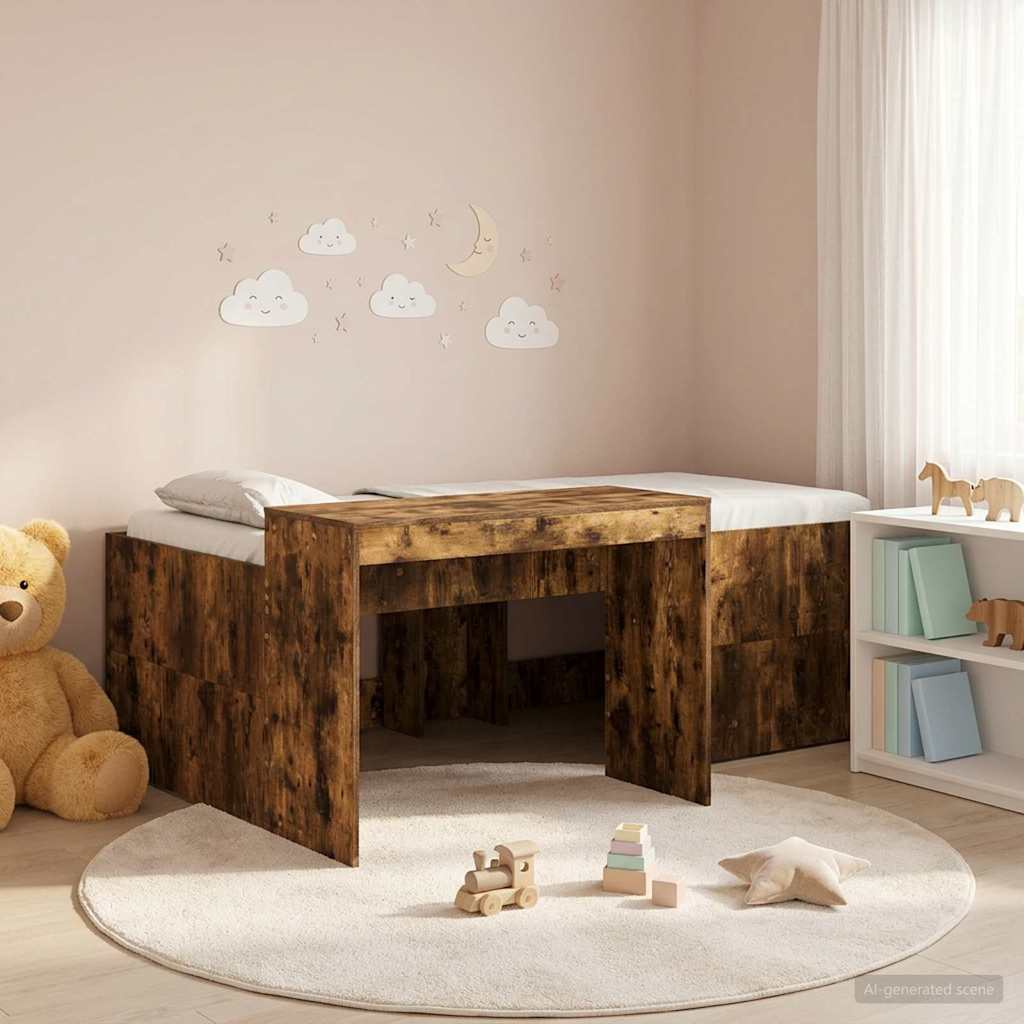 Lit haut pour enfants avec bureau Chêne fumé Bois d'ingénierie - XIOS