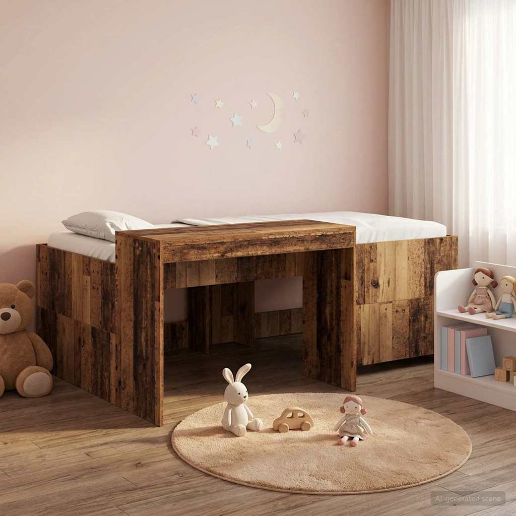 Lit haut pour enfants avec bureau Bois ancien Bois d'ingénierie