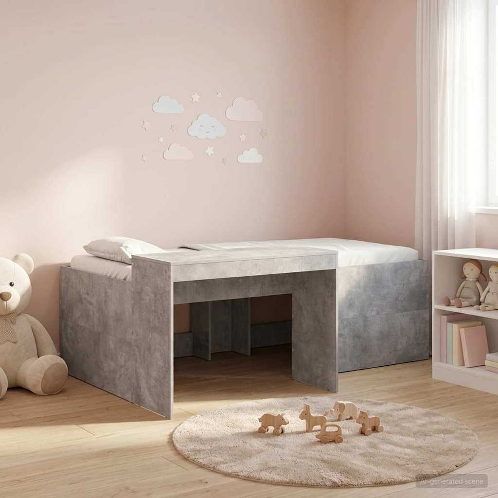 Lit haut pour enfants avec bureau Gris béton 75 x 190 cm - XIOS