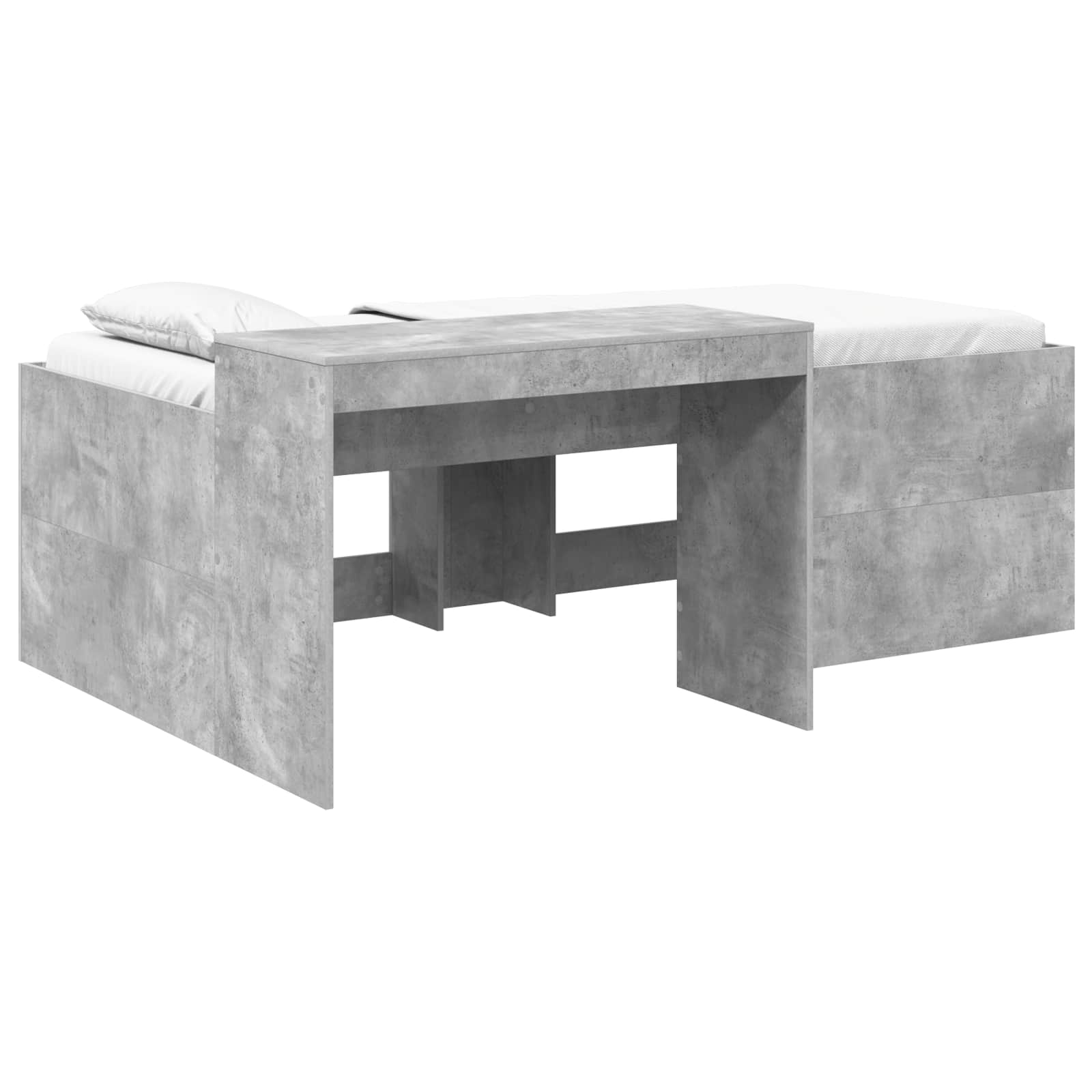 Lit haut pour enfants avec bureau Gris béton 75 x 190 cm - XIOS