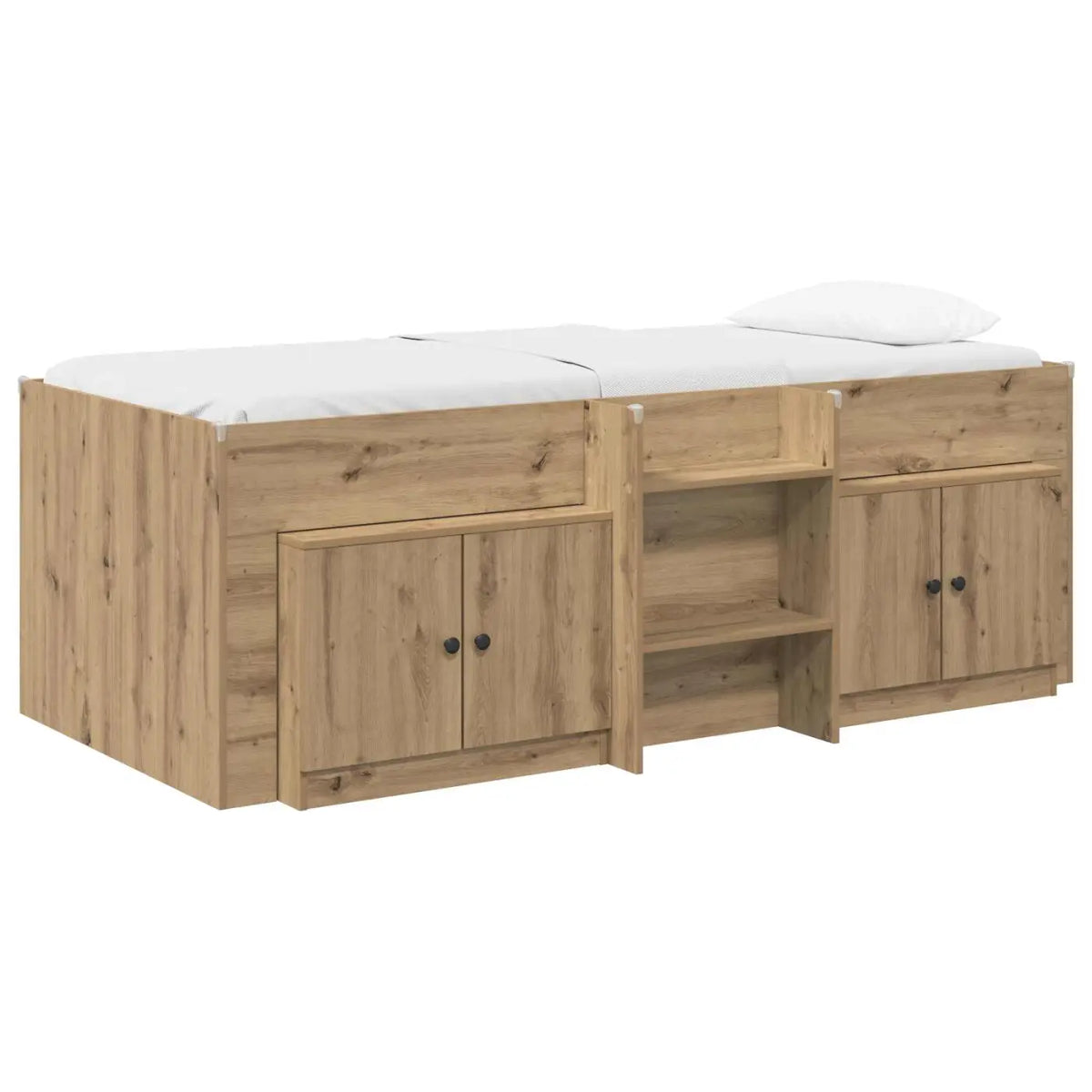 Cadre de lit en loft avec armoire 3 pc Chêne artisanal - XIOS