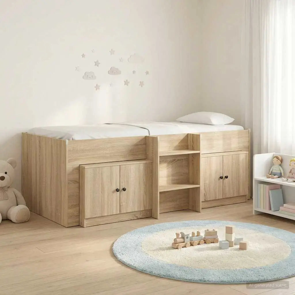 Cadre de lit en loft avec armoire avec porte 3 pc Chêne Sonoma - XIOS