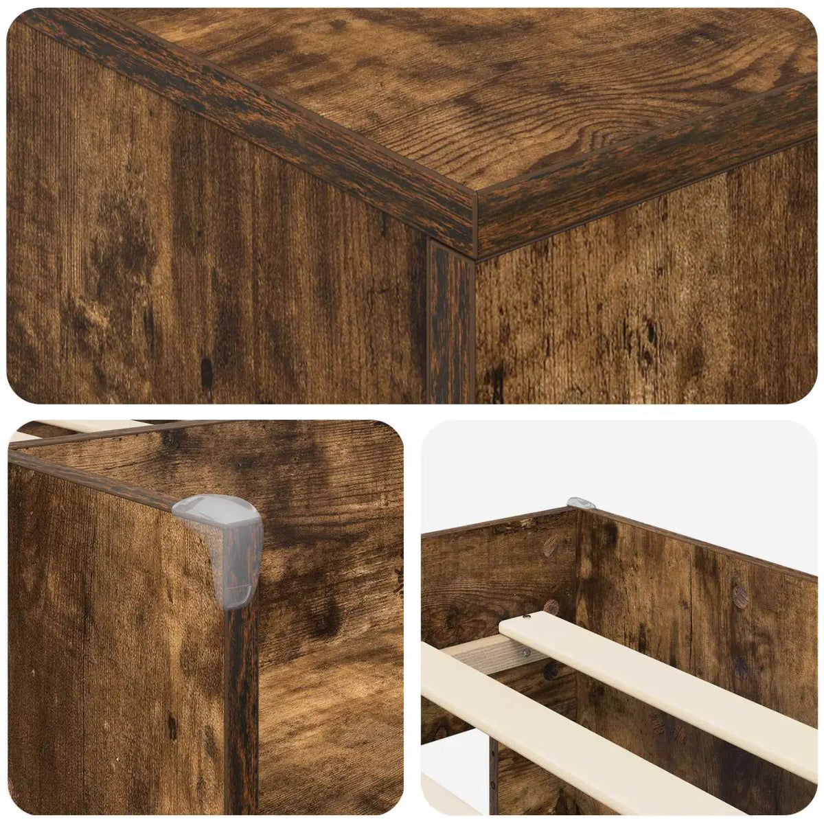 Cadre de lit en loft avec armoire avec stockage 3 pc Chêne fumé - XIOS