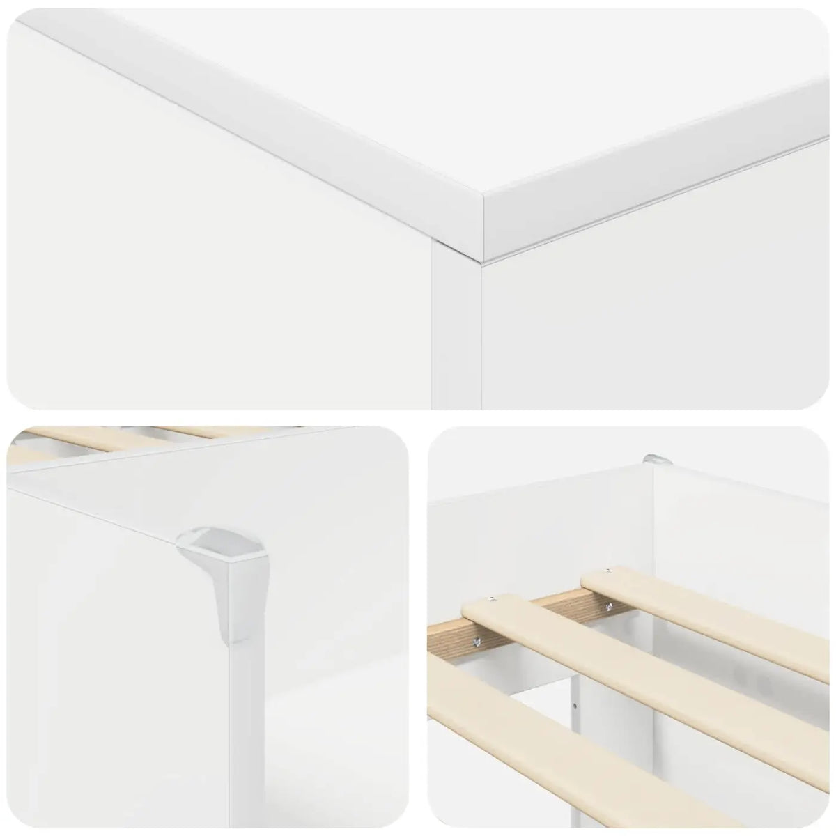 Cadre de lit en loft avec armoire 3 pc Blanc Bois d’ingénierie - XIOS