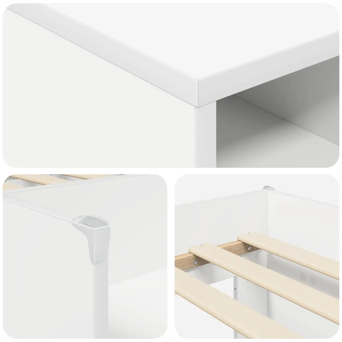 Cadre de lit en loft avec armoire 3 pc Blanc Bois d’ingénierie - XIOS