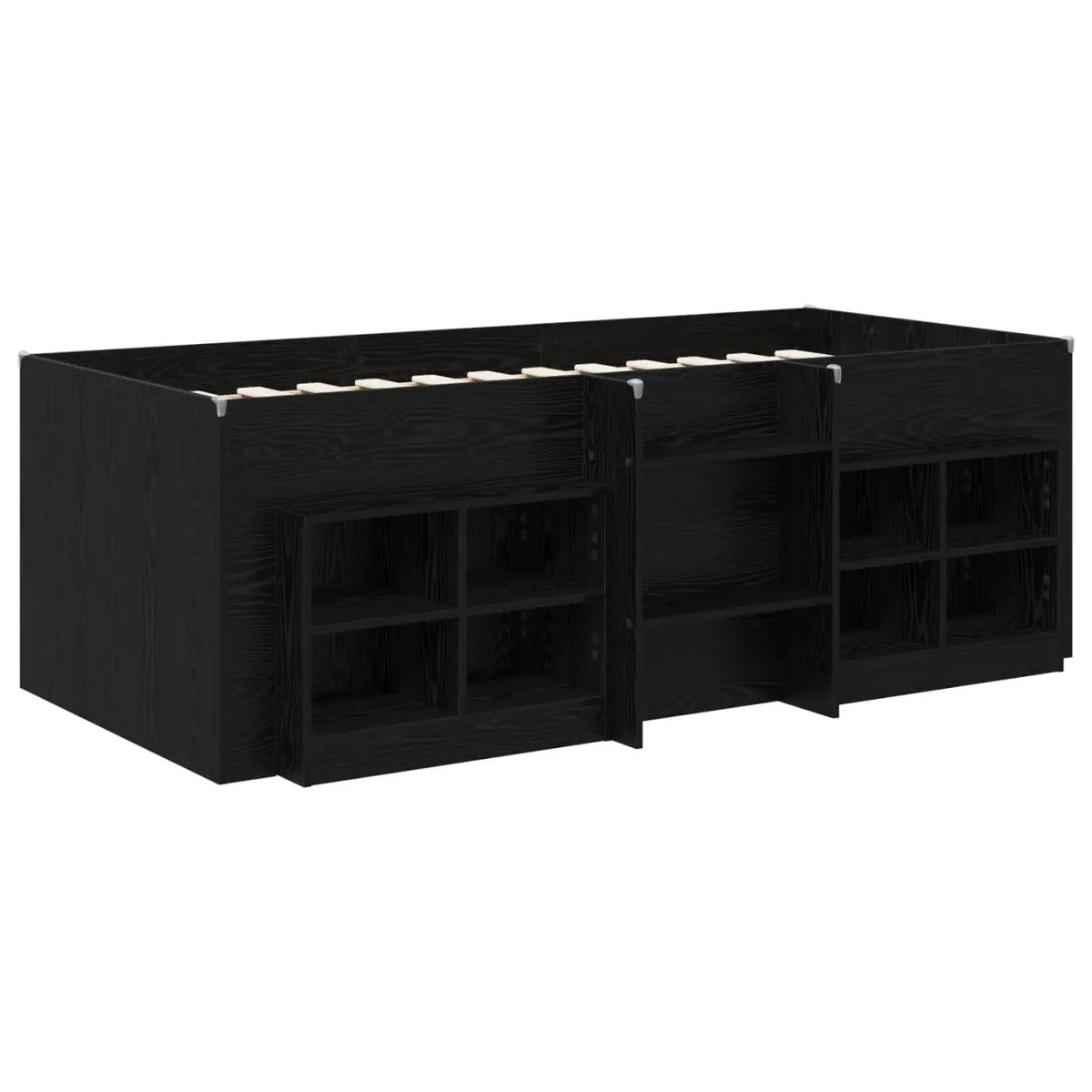 Cadre de lit en loft avec armoire 3 pc Noir Bois d’ingénierie - XIOS