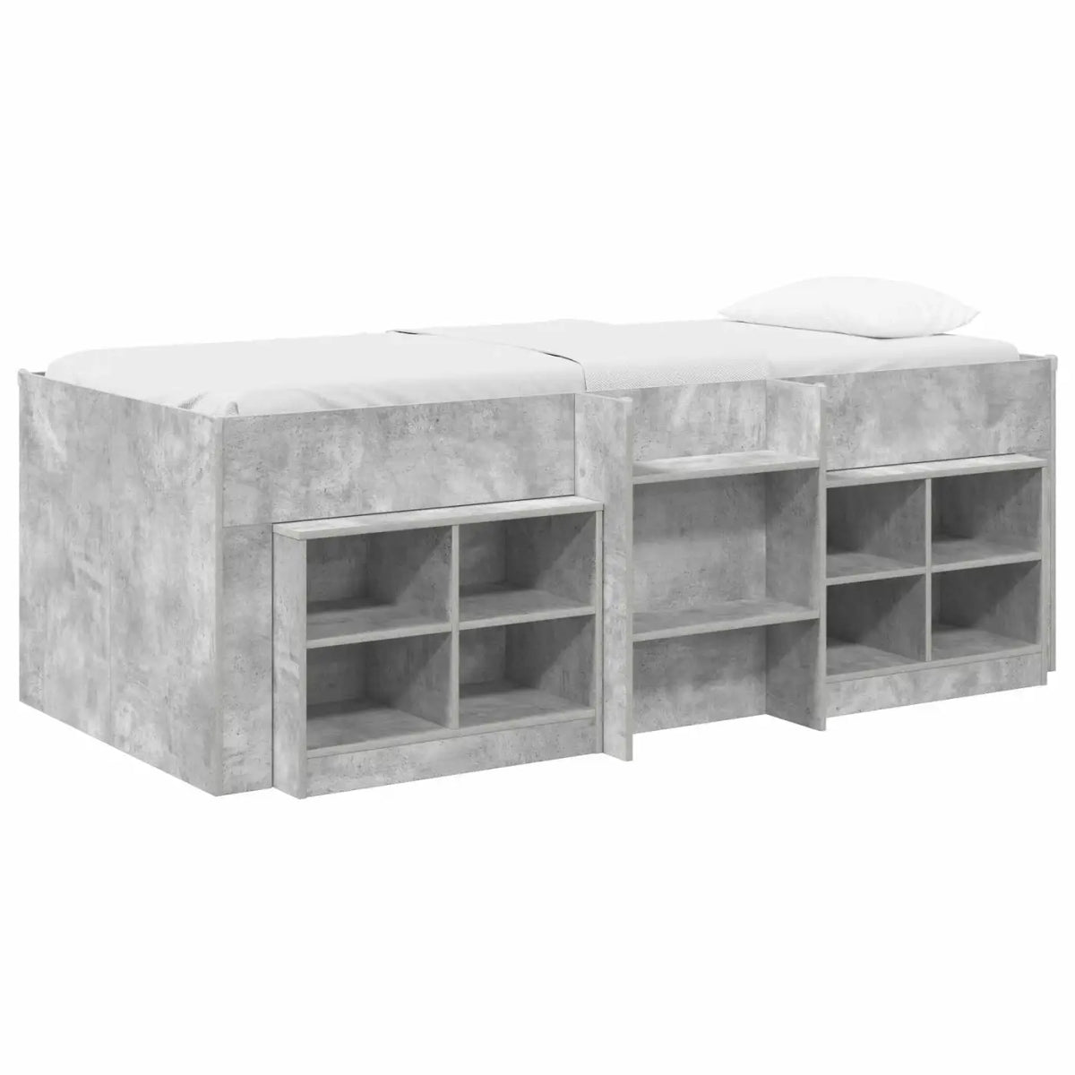 Cadre de lit en loft avec armoire 3 pièces Gris béton - XIOS