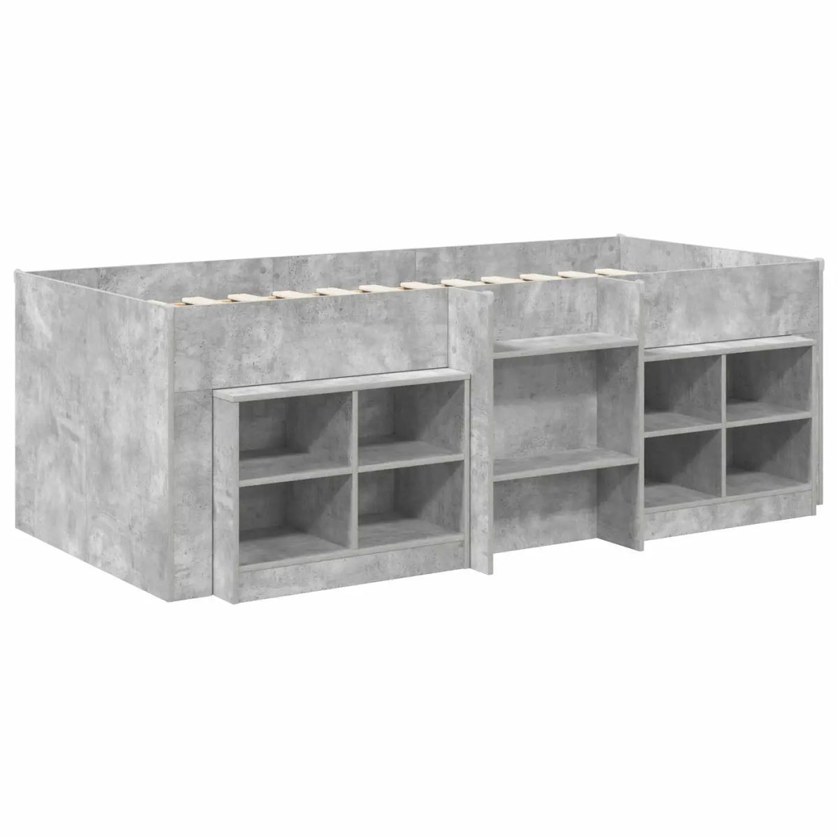 Cadre de lit en loft avec armoire 3 pièces Gris béton - XIOS