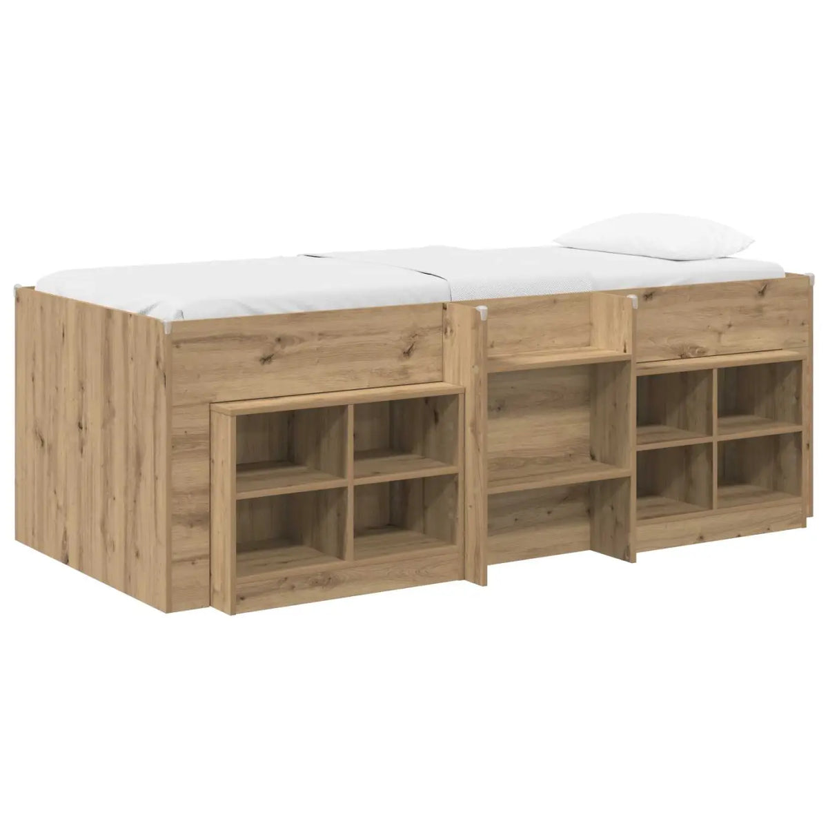 Cadre de lit en loft avec armoire 3 pc Chêne artisanal - XIOS
