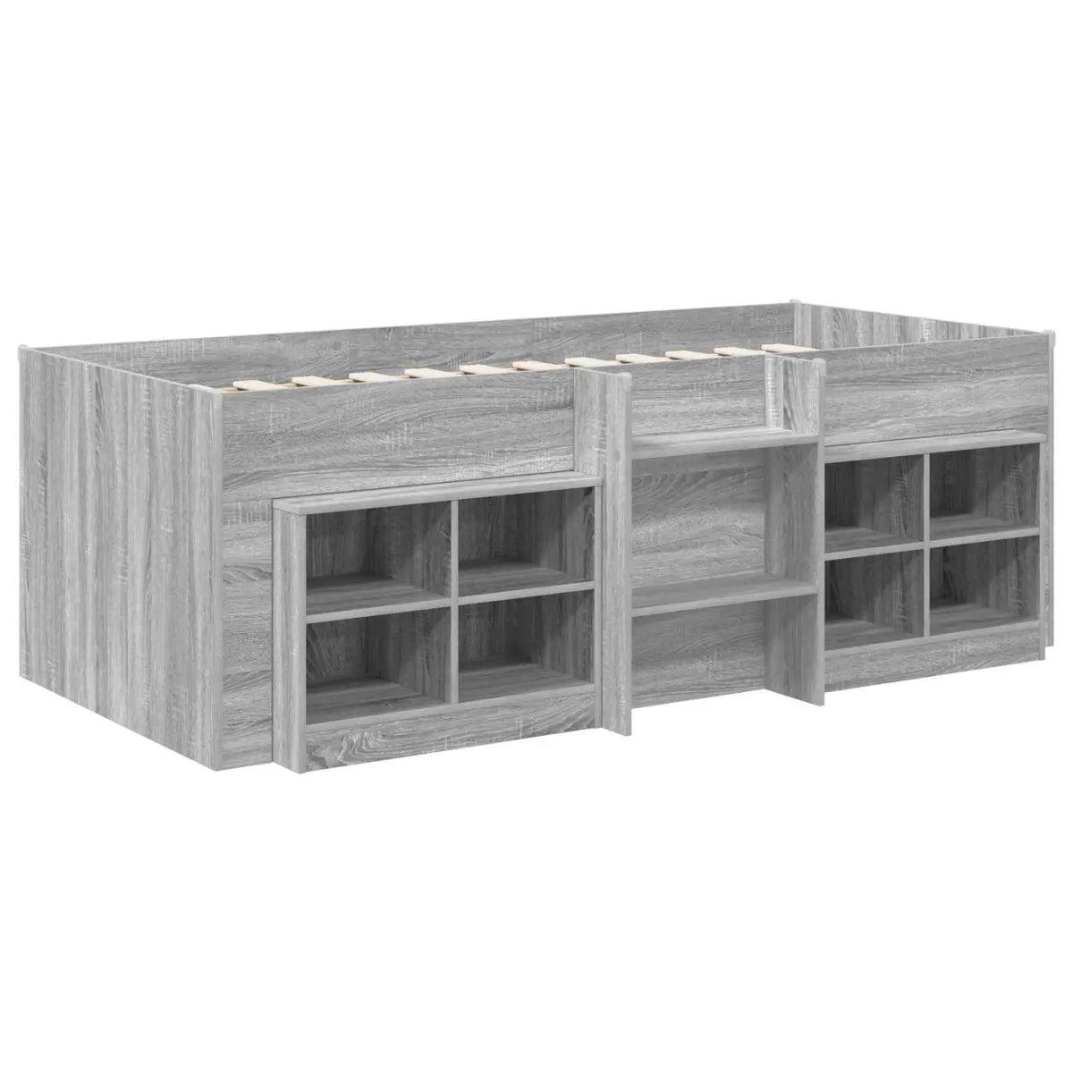 Cadre de lit en loft avec armoire avec étagère 3 pc Sonoma gris - XIOS