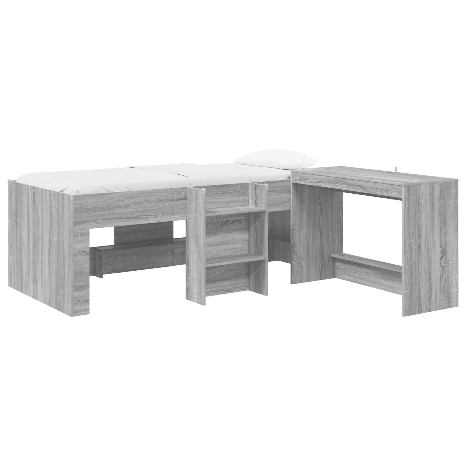 Lit haut pour enfants avec bureau 2 pc Sonoma gris