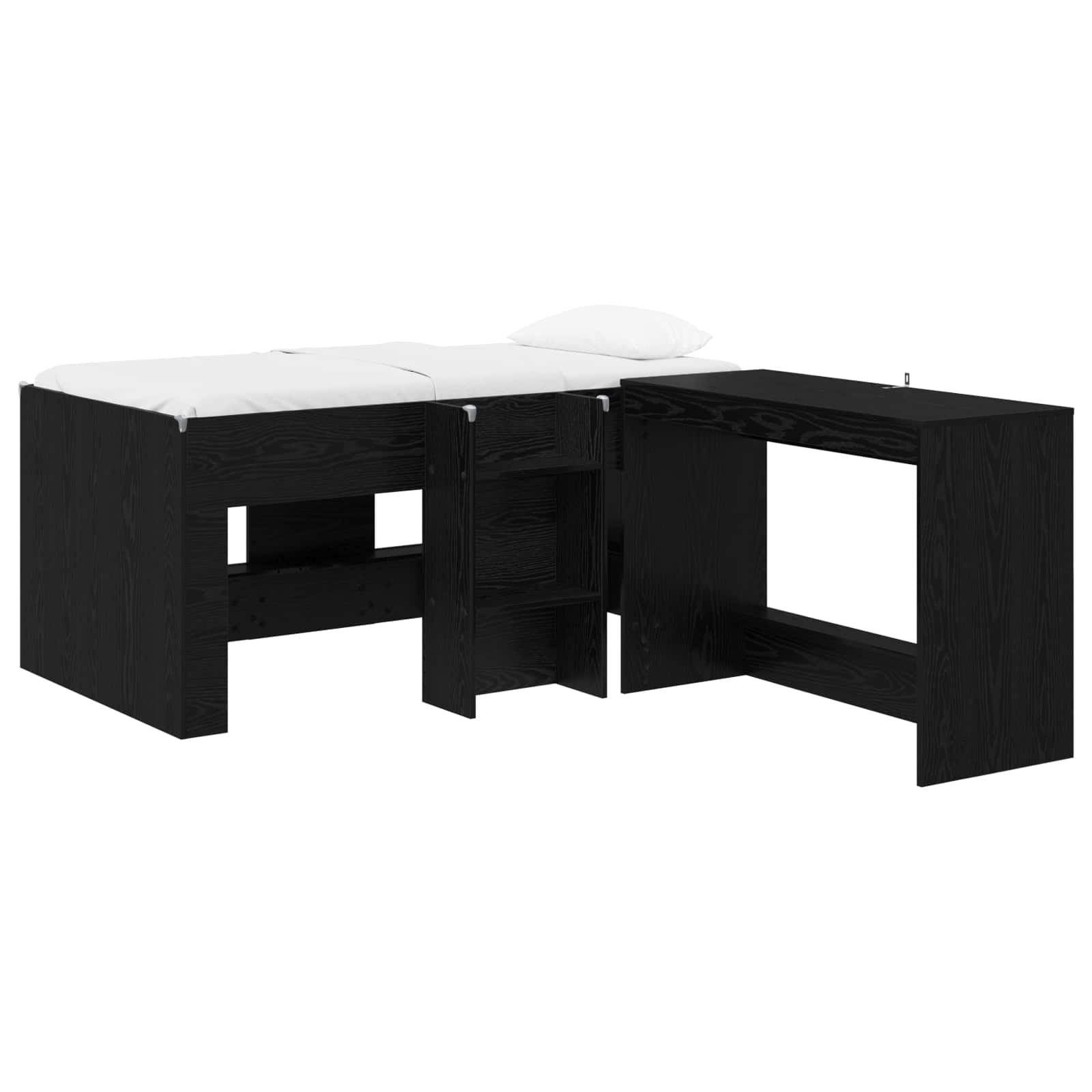 Lit haut pour enfants avec bureau 2 pc Chêne noir