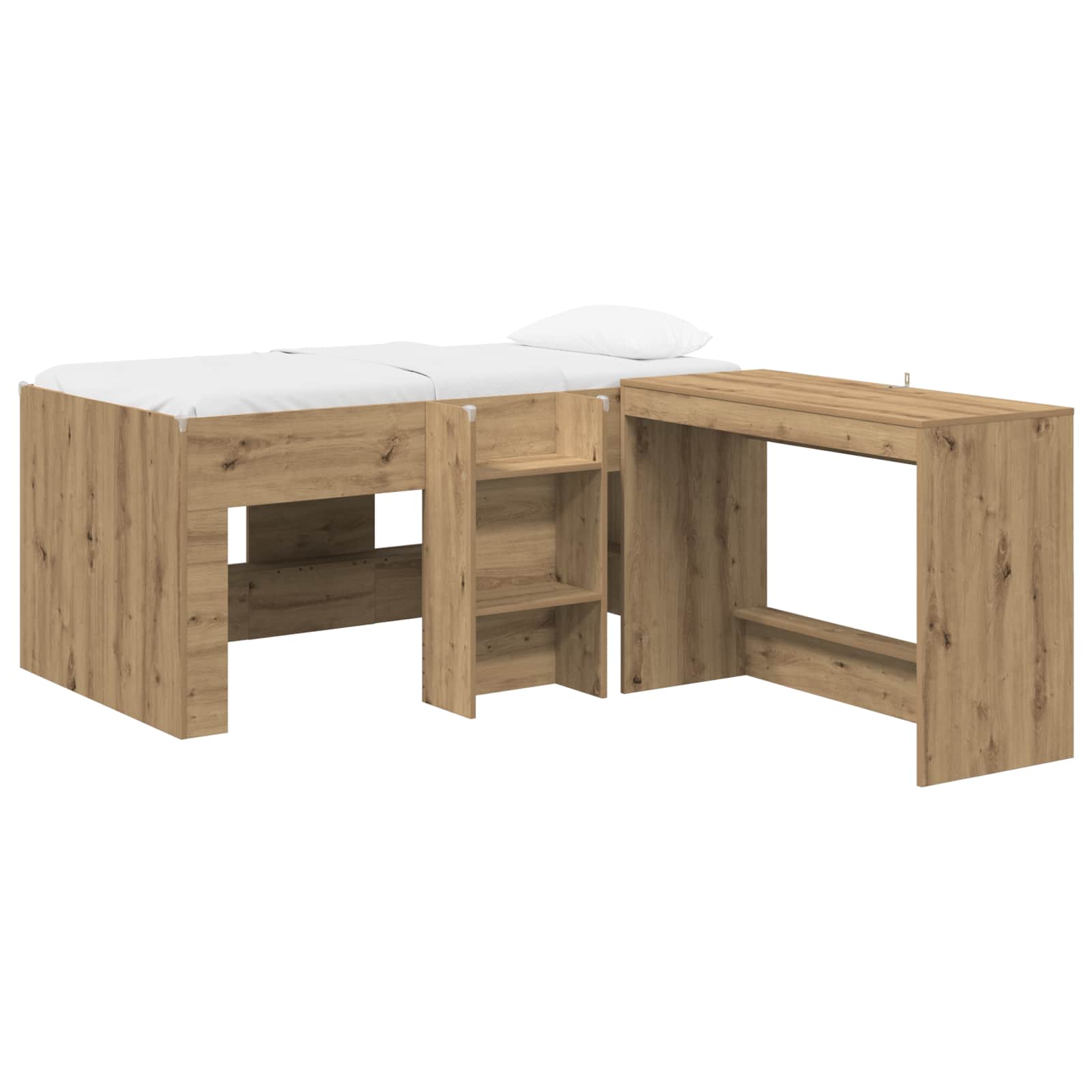 Lit haut pour enfants avec bureau 2 pc Chêne artisanal