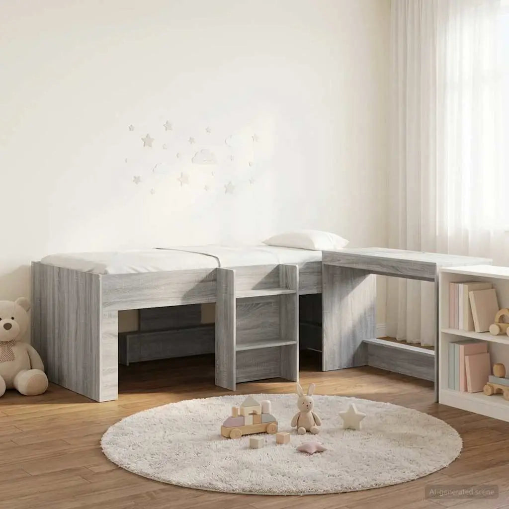 Lit haut pour enfants avec bureau 2 pc Sonoma gris - XIOS