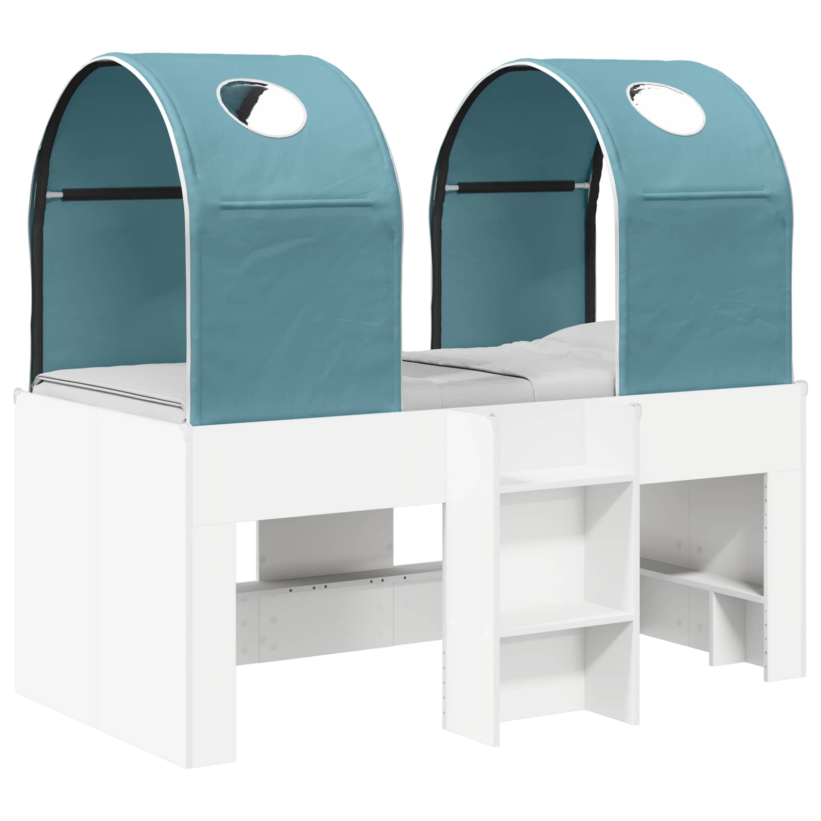 Lit avec Tunnel 4 pcs Blanc et bleu clair Bois d'ingénierie - XIOS