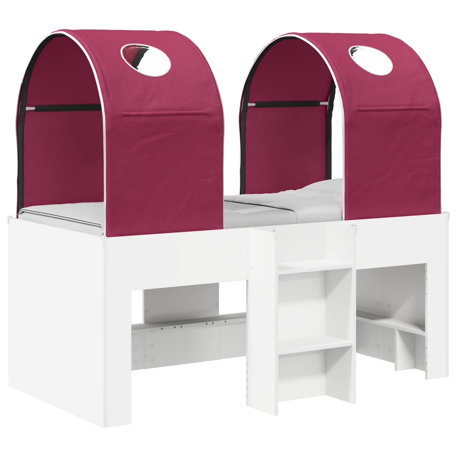 Lit avec Tunnel 4 pcs Blanc et rouge Bois d'ingénierie - XIOS
