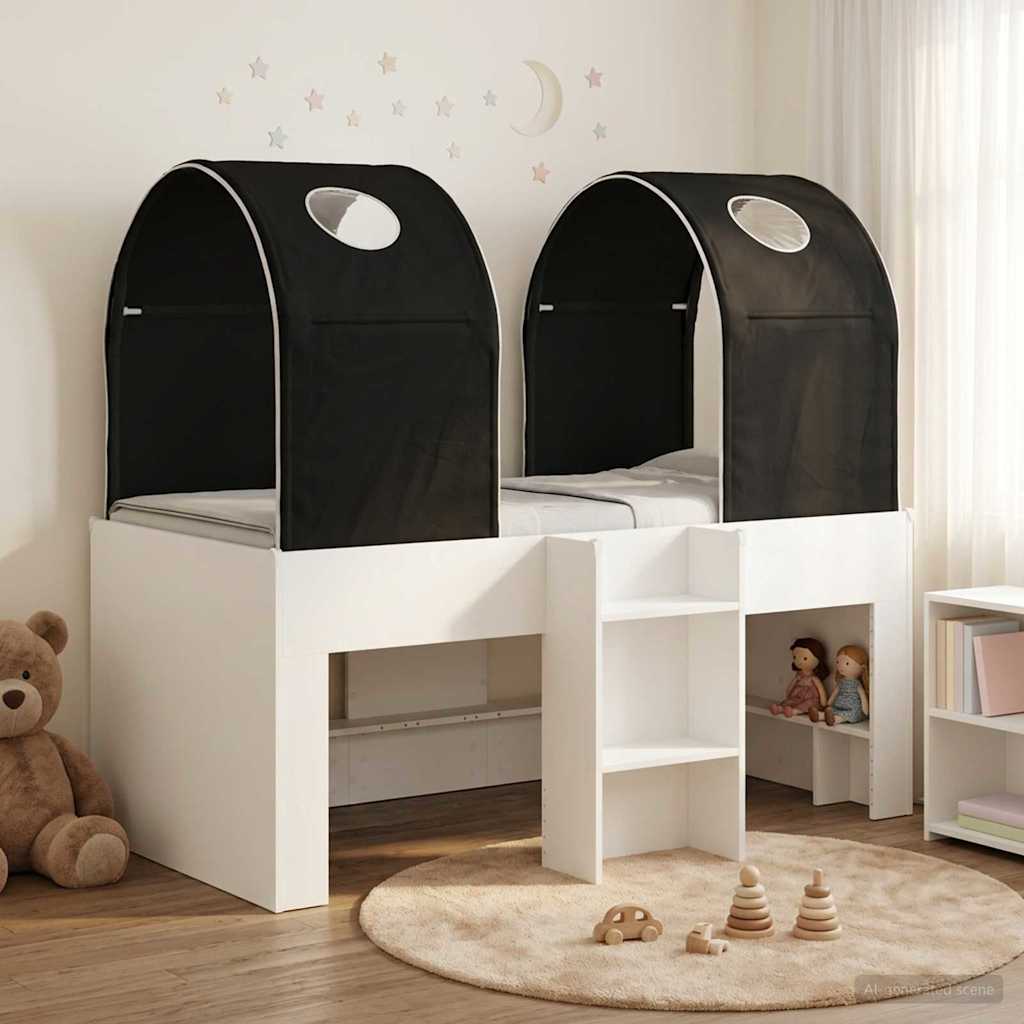 Lit avec Tunnel 3 pc Blanc et noir Bois d'ingénierie - XIOS