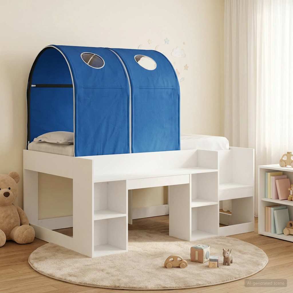 Lit avec Tunnel 3 pc Blanc et bleu Bois d'ingénierie - XIOS