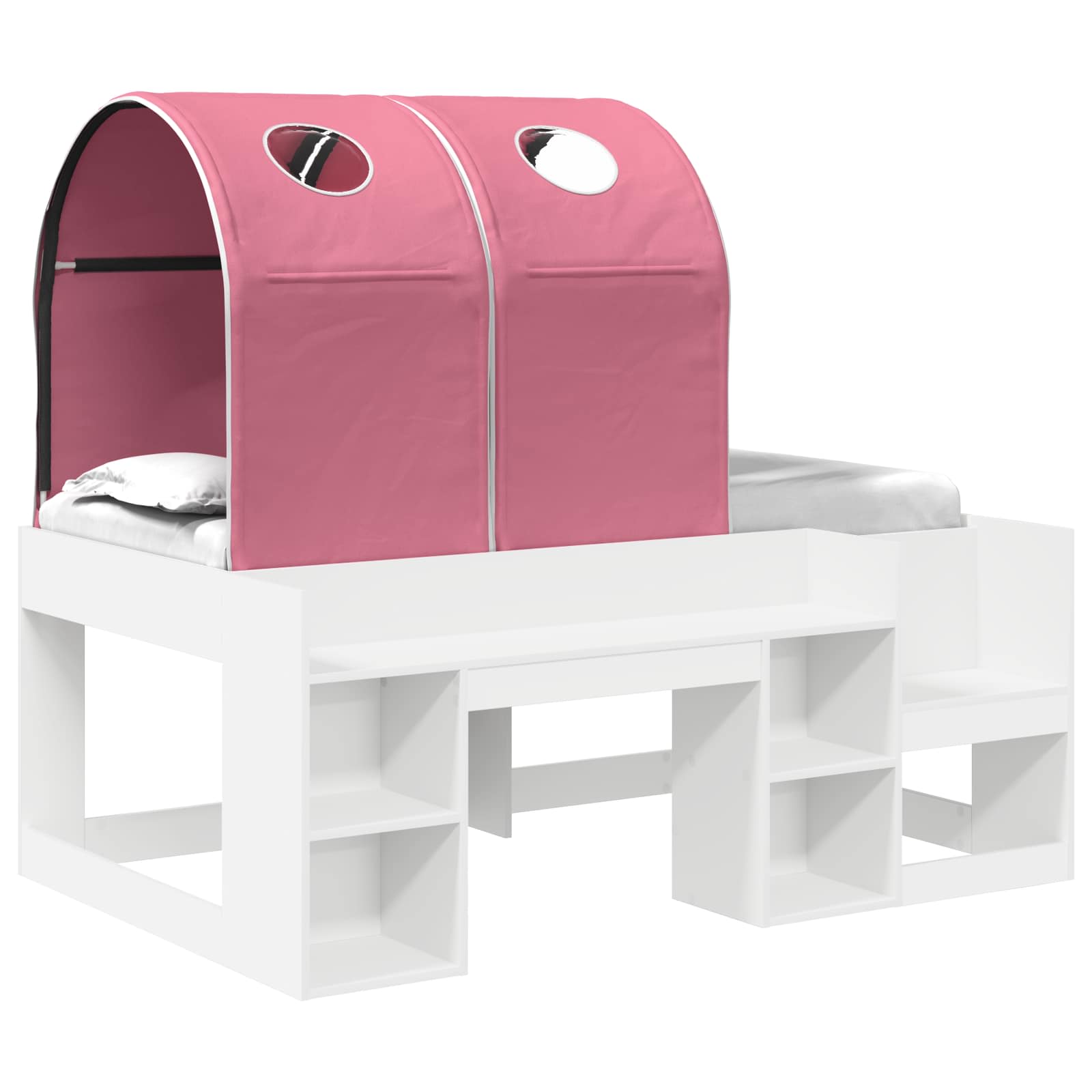 Lit avec Tunnel 4 pcs Blanc et rose Bois d'ingénierie - XIOS