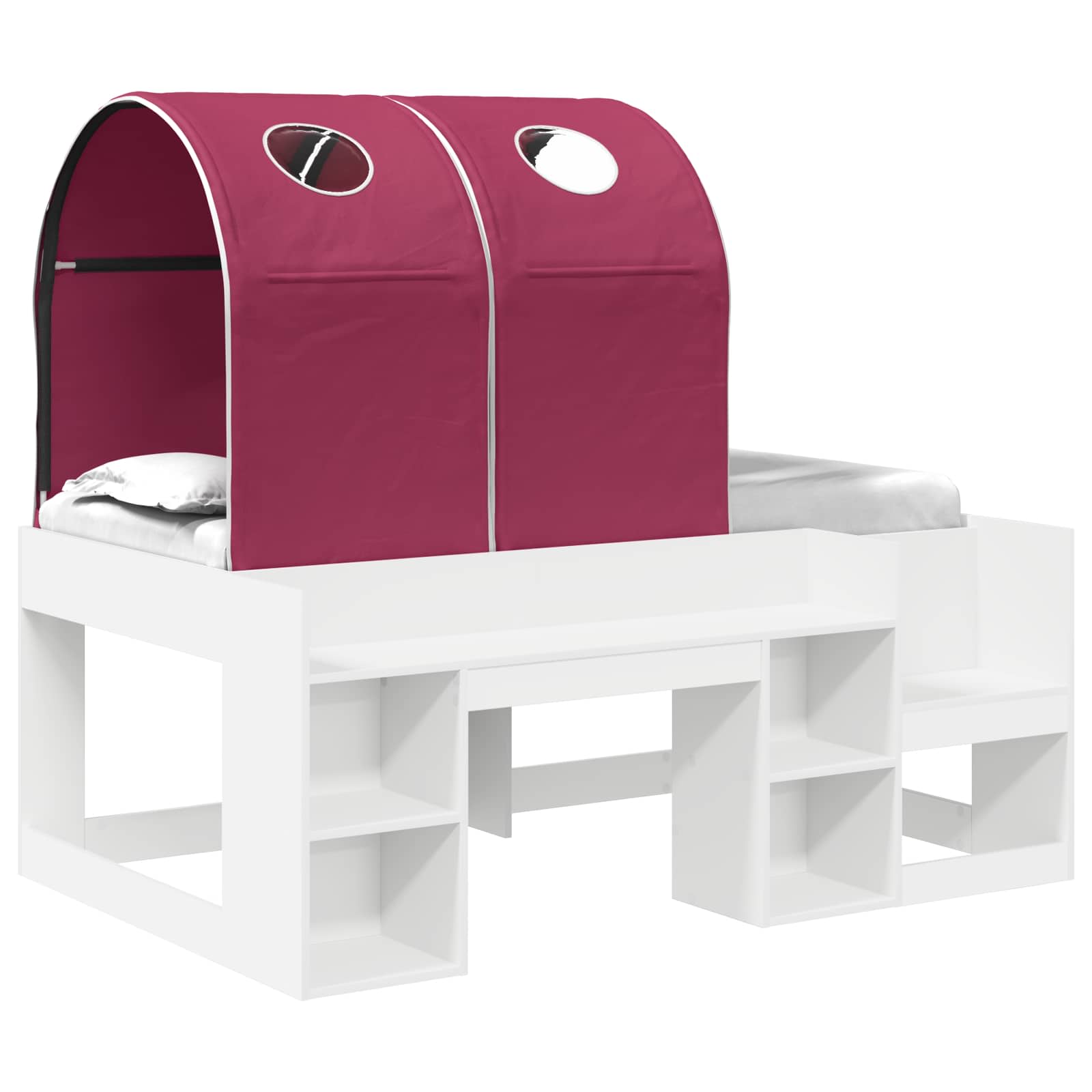 Lit avec Tunnel 4 pcs Blanc et rouge Bois d'ingénierie - XIOS