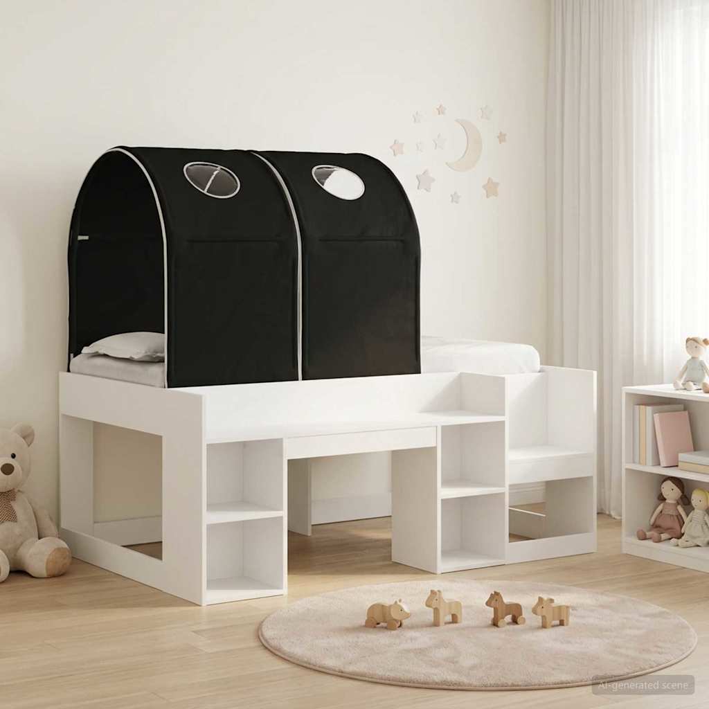 Lit avec Tunnel 4 pcs Blanc et noir Bois d'ingénierie - XIOS