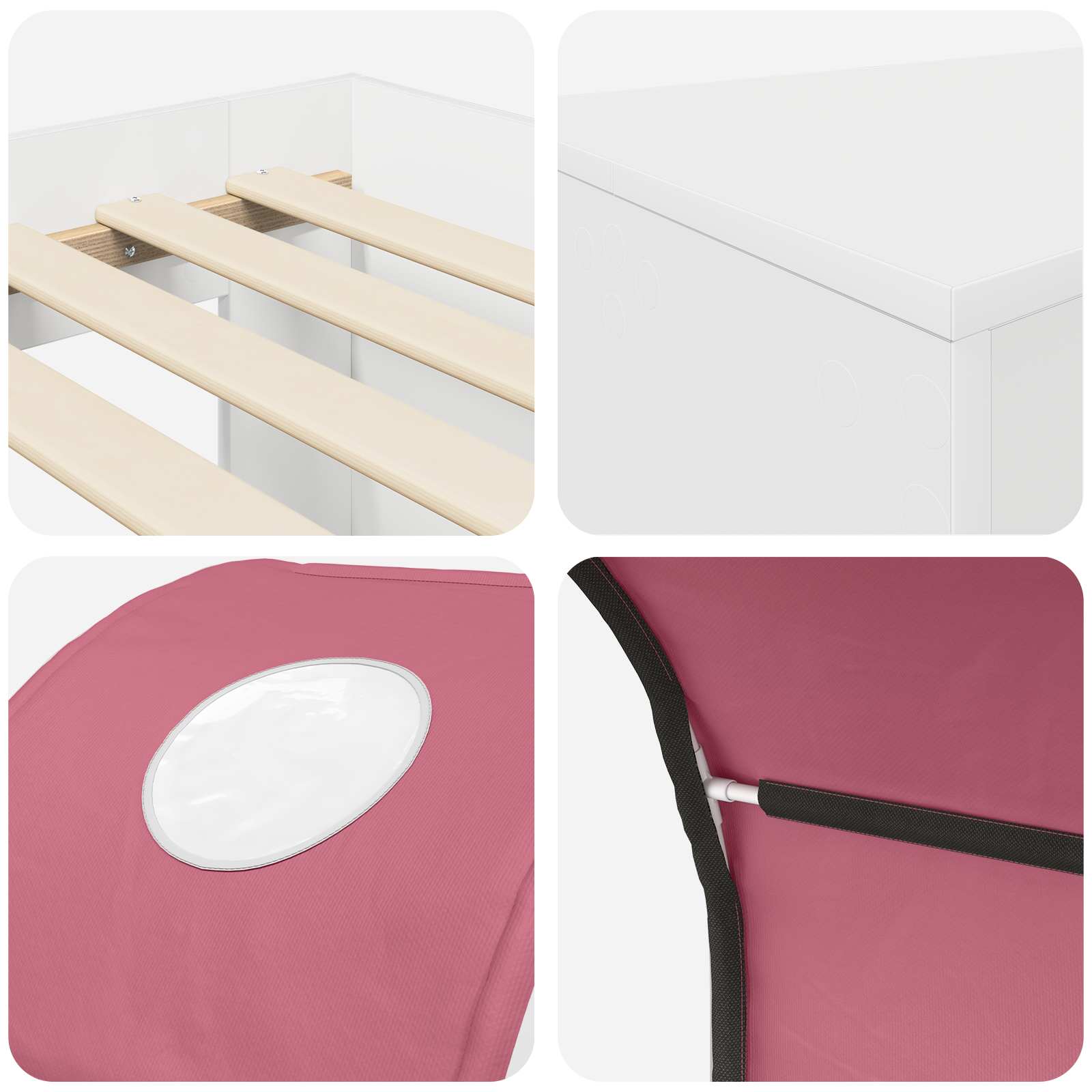 Lit avec Tunnel 4 pcs Chêne Artisanal et Rose Bois d'ingénierie - XIOS