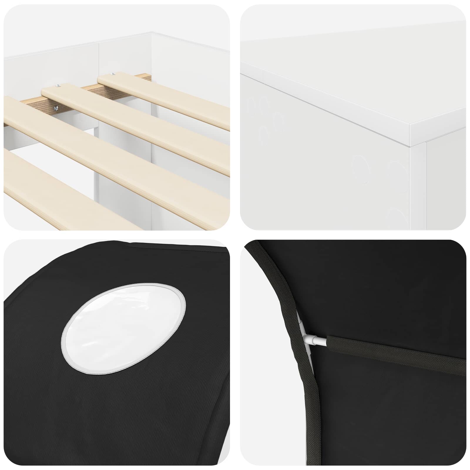 Lit avec Tunnel 4 pcs Chêne Artisanal et Noir Bois d'ingénierie - XIOS