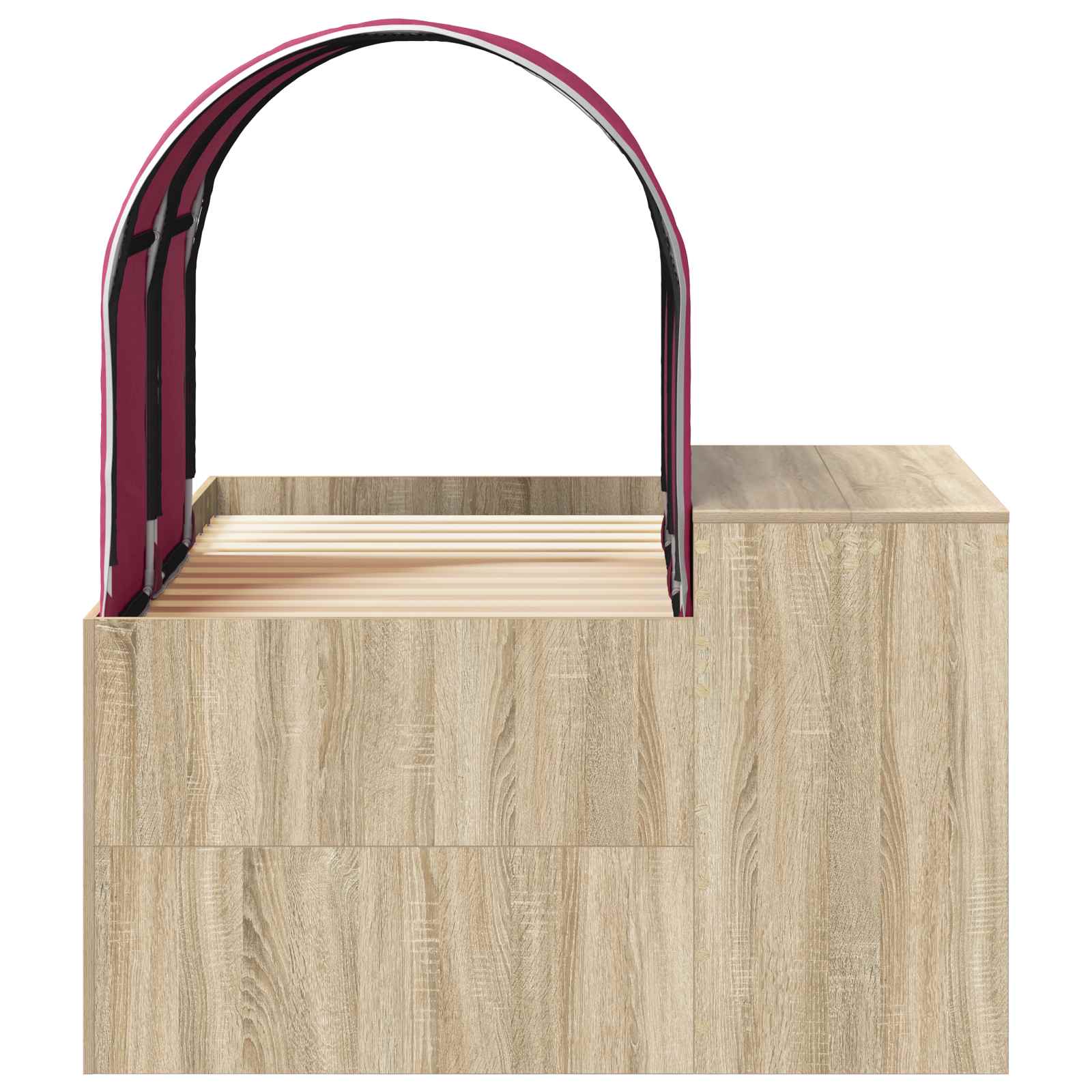 Lit avec Tunnel 3 pc Chêne Artisanal et Rouge Bois d'ingénierie