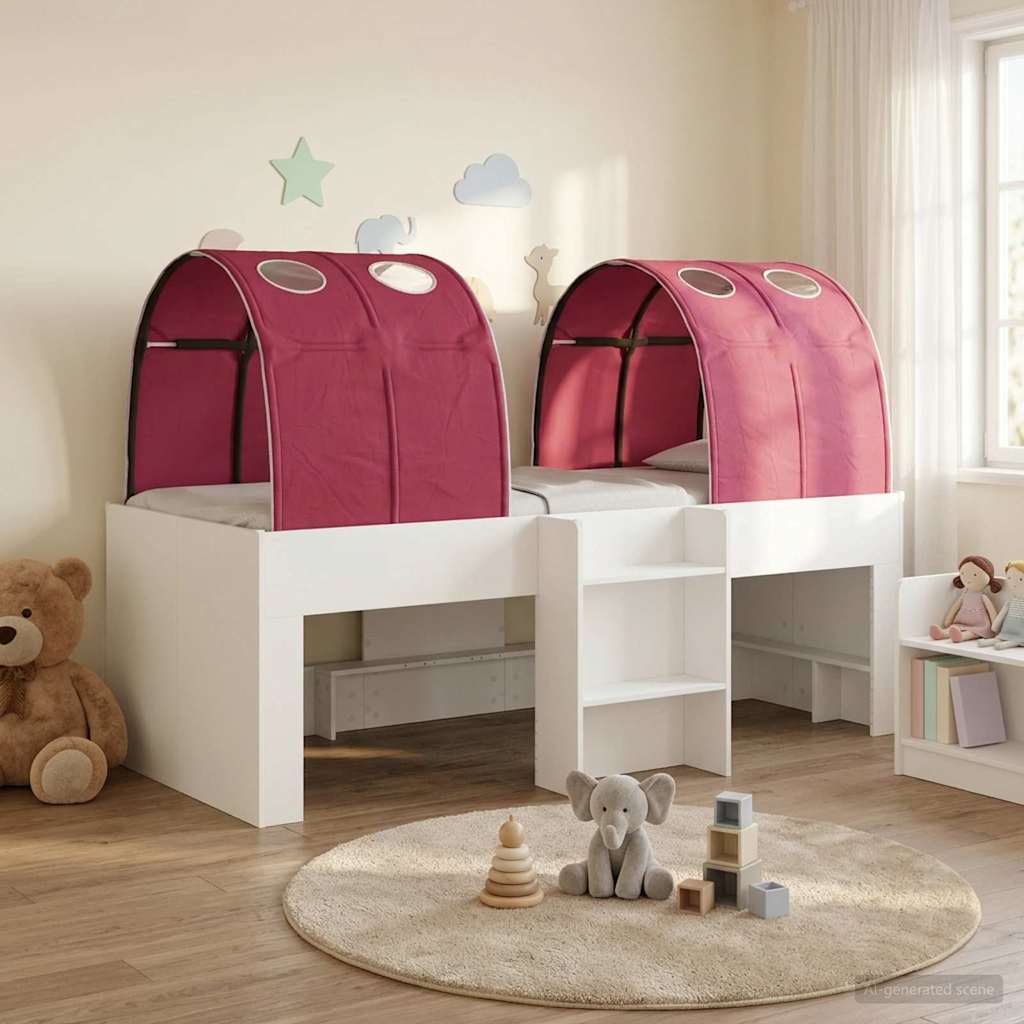 Lit Haut pour Enfants avec Tunnel Blanc et rouge - XIOS