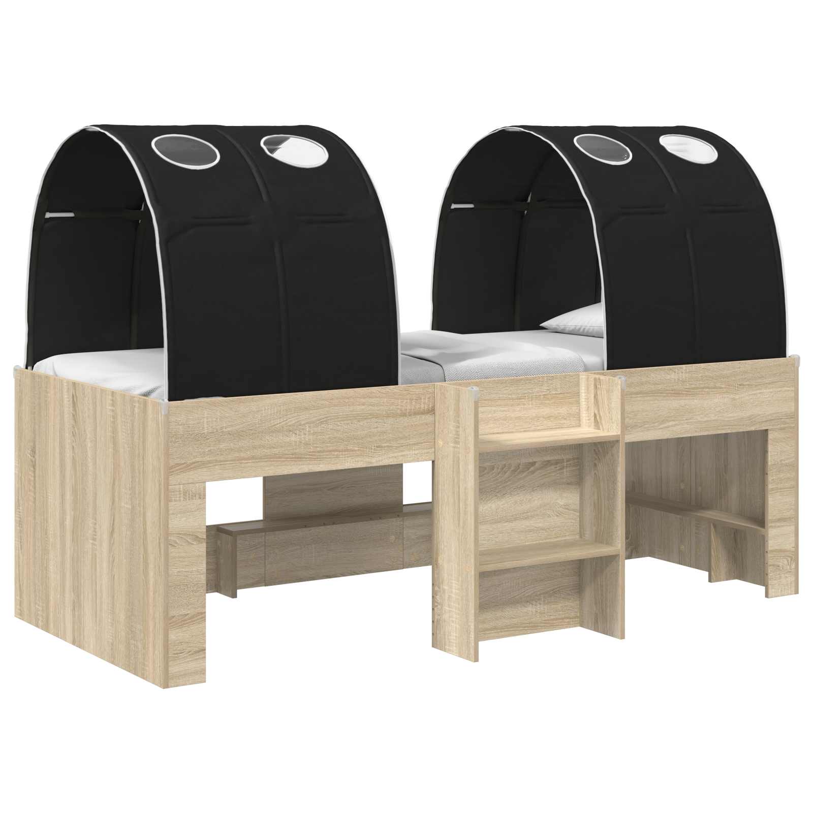 Lit Haut pour Enfants avec Tunnel 3 pc Chêne Sonoma et noir
