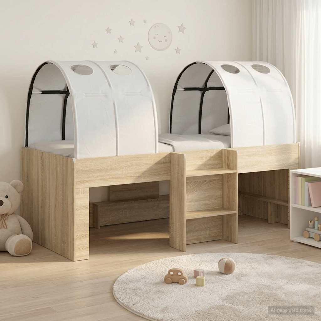 Lit Haut pour Enfants avec Tunnel 3 pc Chêne Sonoma et blanc